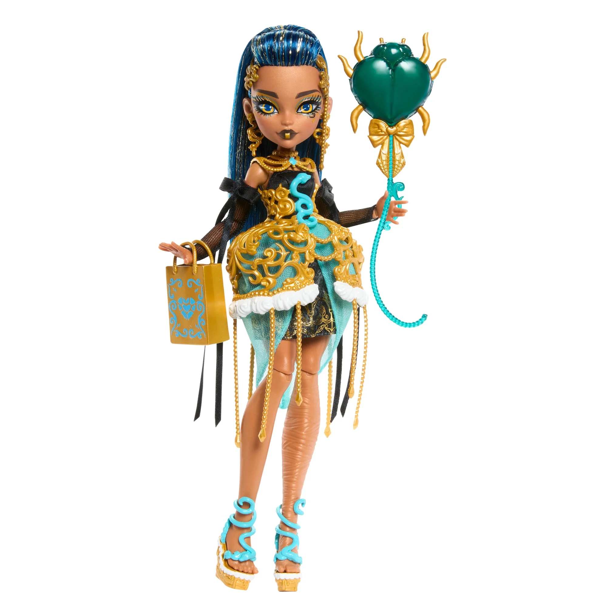 Muñeca Cleo De Nile De La Colección Cumplespantos De Monster High Con Vestido De Fiesta, Globo Y Regalo
