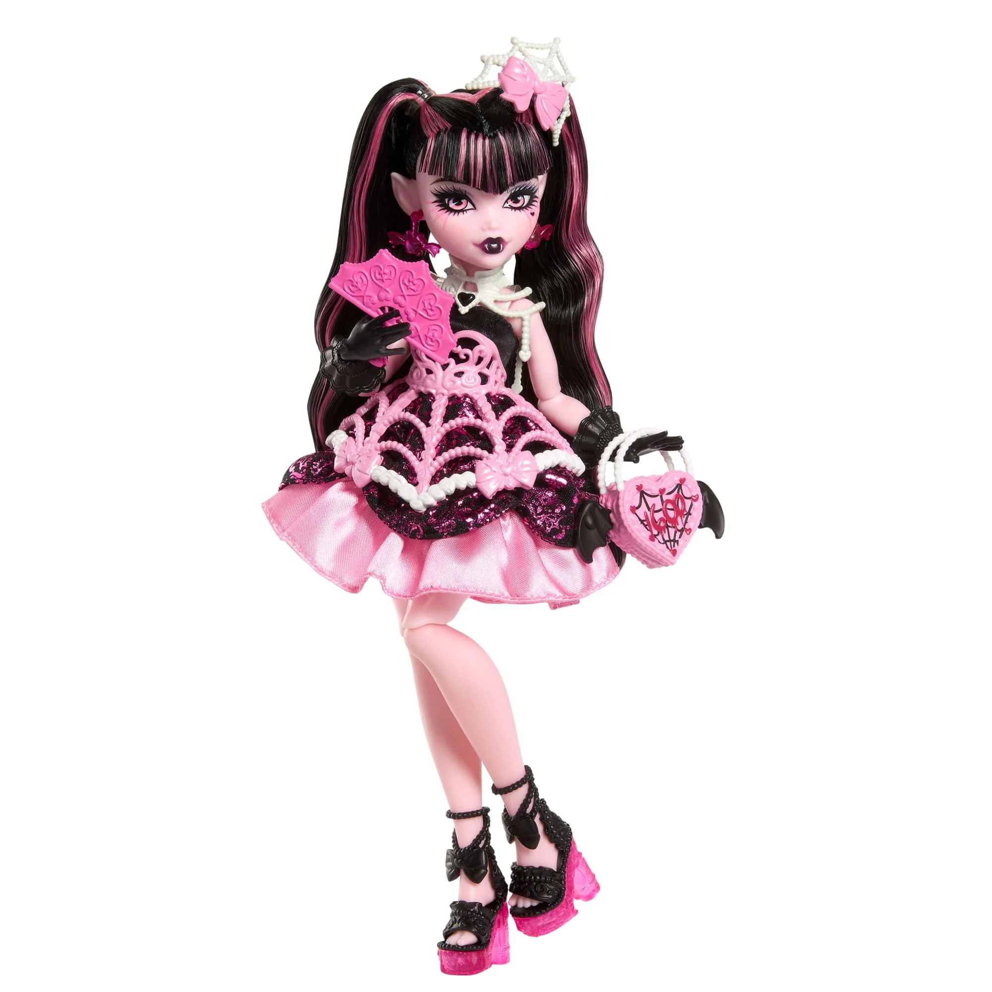 Muñeca Draculaura De La Colección Cumplespantos De Monster High Con Vestido De Fiesta, Globo Y Regalo