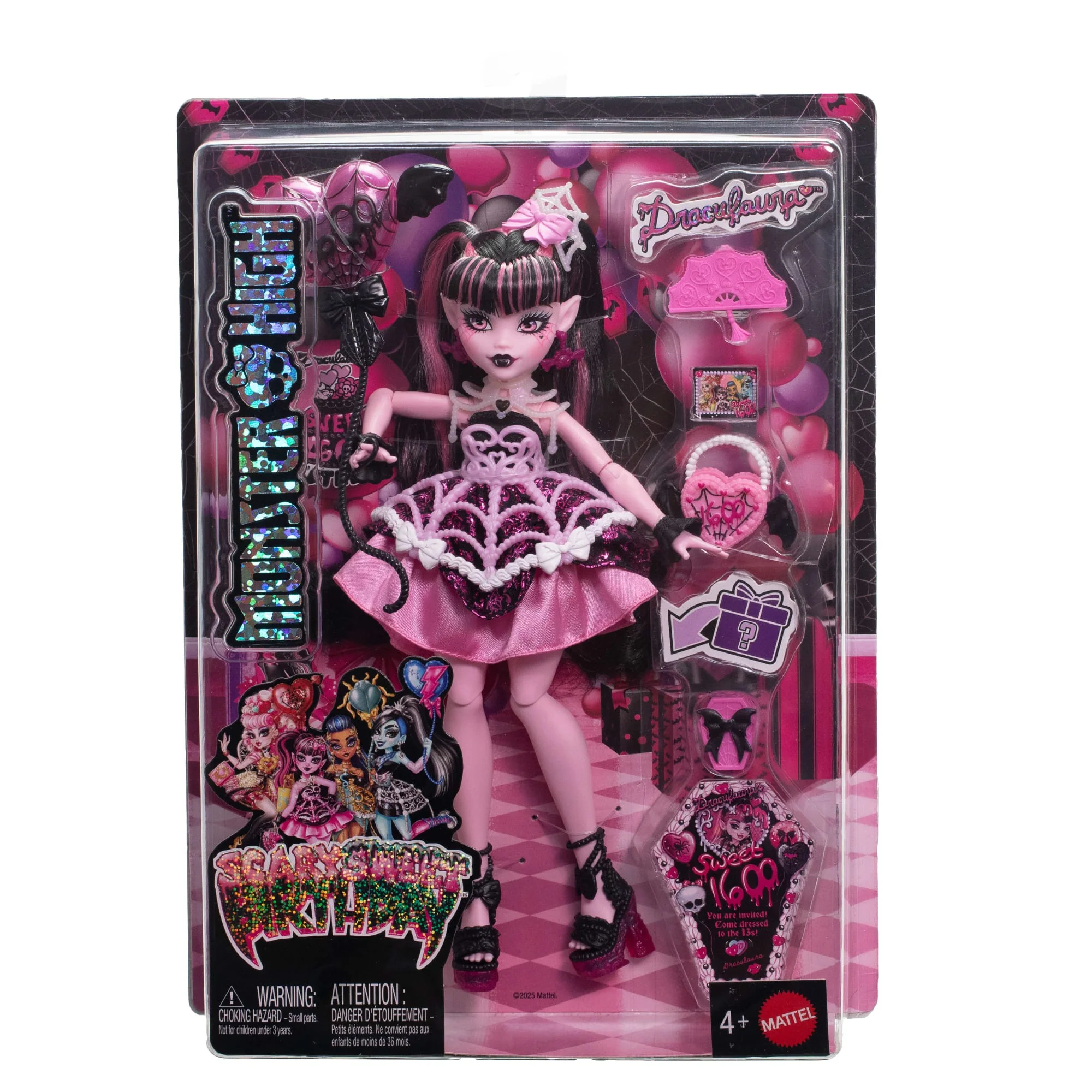 Muñeca Draculaura De La Colección Cumplespantos De Monster High Con Vestido De Fiesta, Globo Y Regalo - Image 6