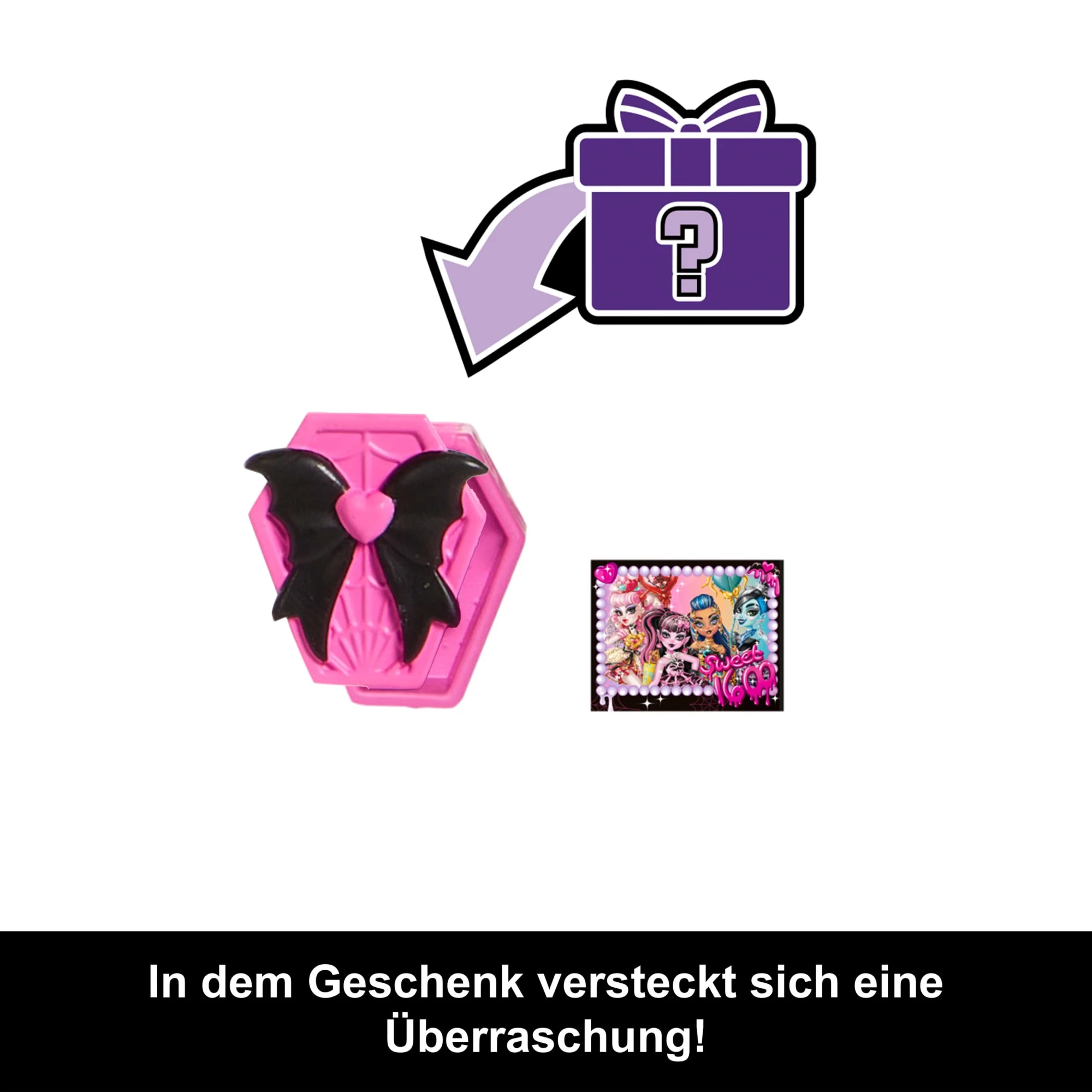 Monster High Scary Sweet Birthday Draculaura-Puppe Im Partykleid Mit Ballon Und Geschenk - Image 3