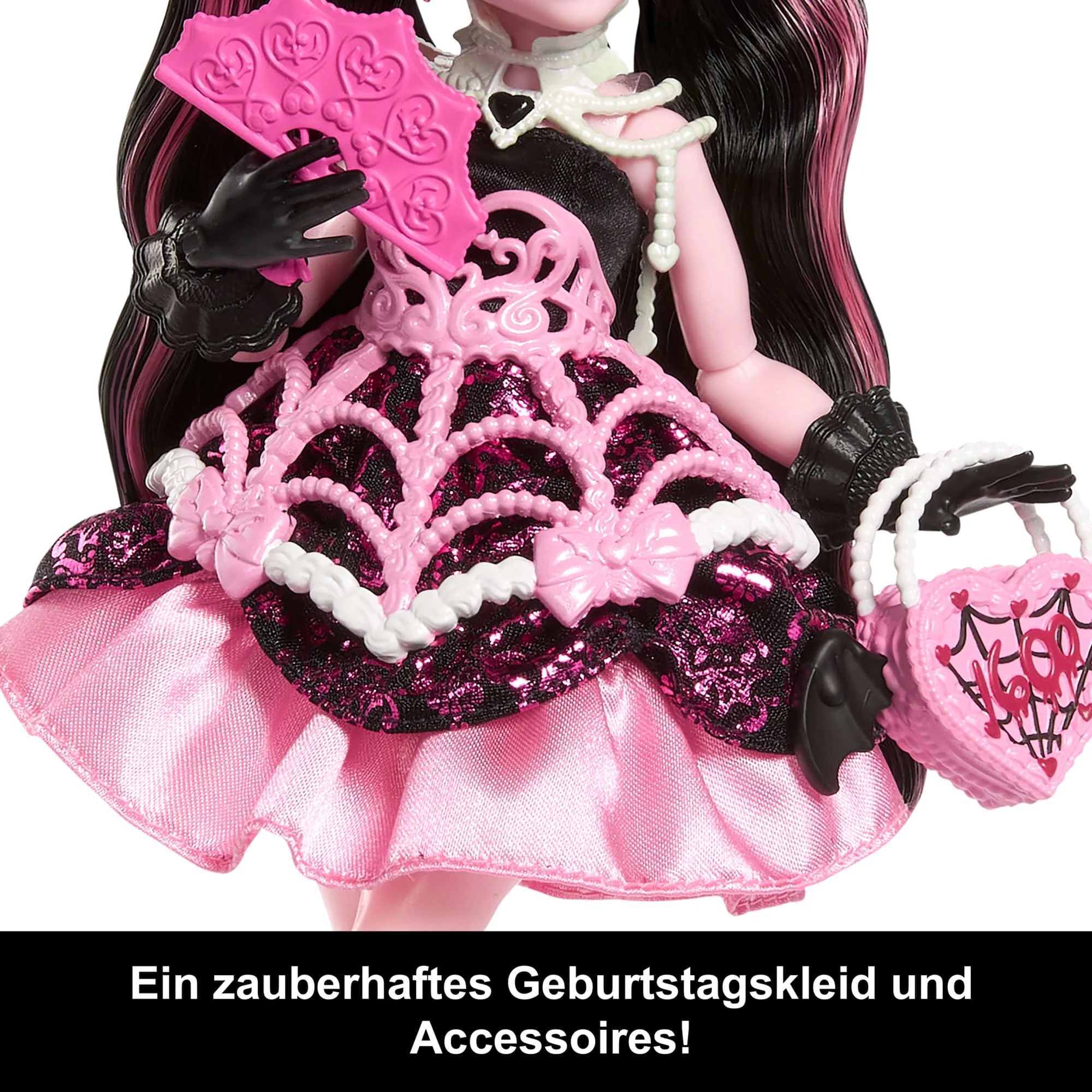 Monster High Scary Sweet Birthday Draculaura-Puppe Im Partykleid Mit Ballon Und Geschenk - Image 4