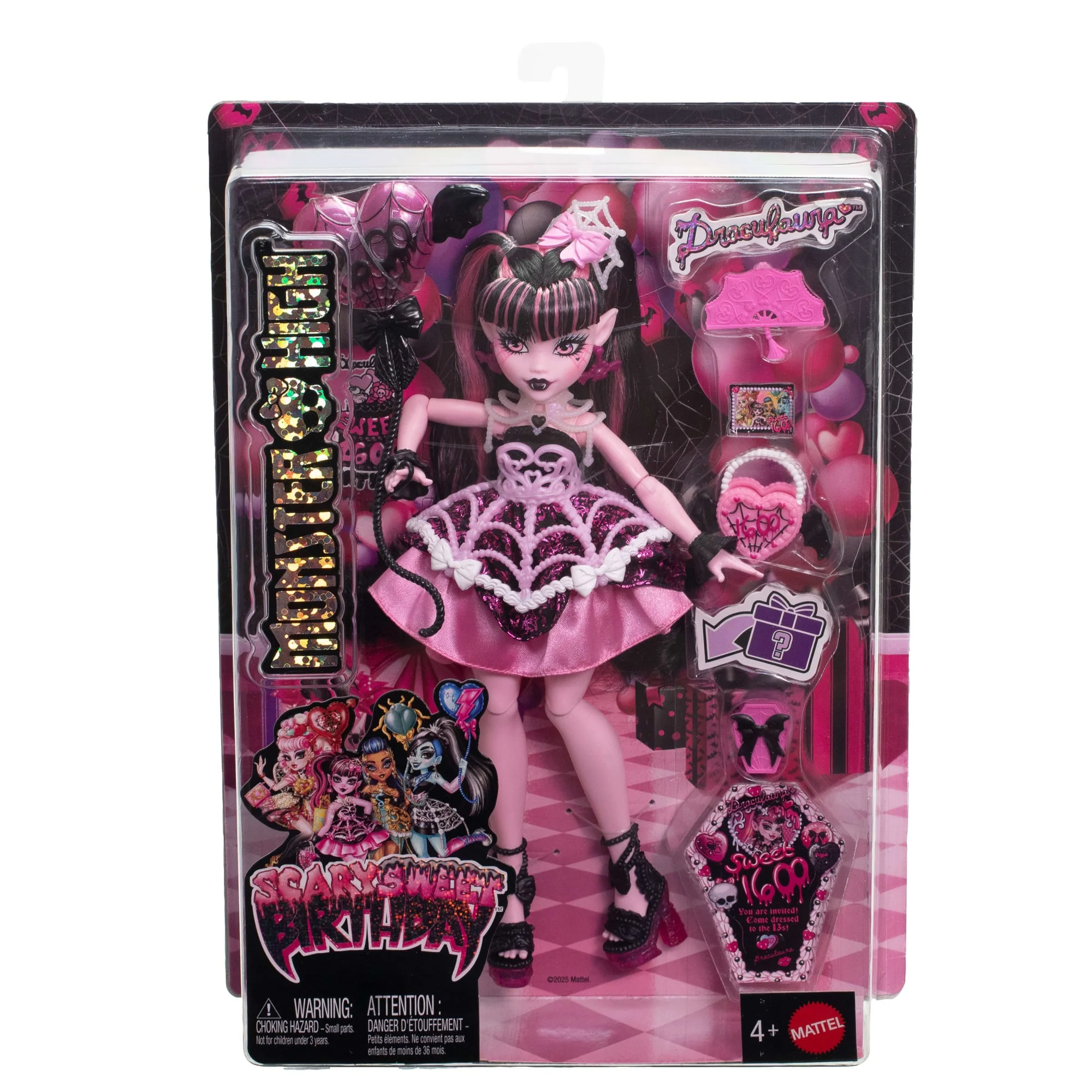Monster High Scary Sweet Birthday Draculaura-Puppe Im Partykleid Mit Ballon Und Geschenk - Image 6