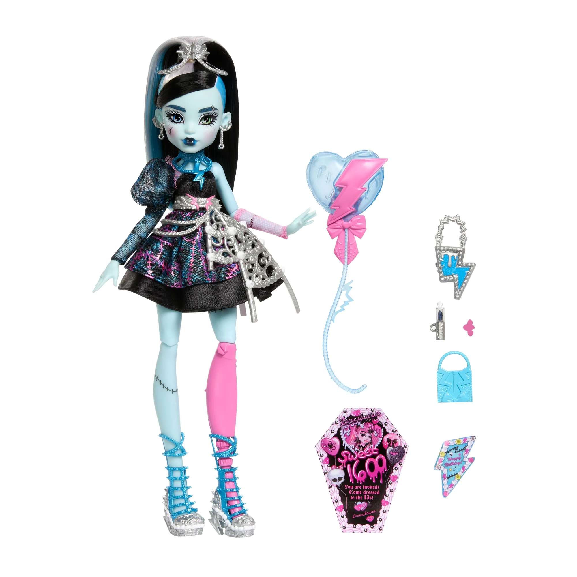 Monster High Scary Sweet Birthday Frankie Stein-Puppe Im Partykleid Mit Ballon Und Geschenk - Image 5