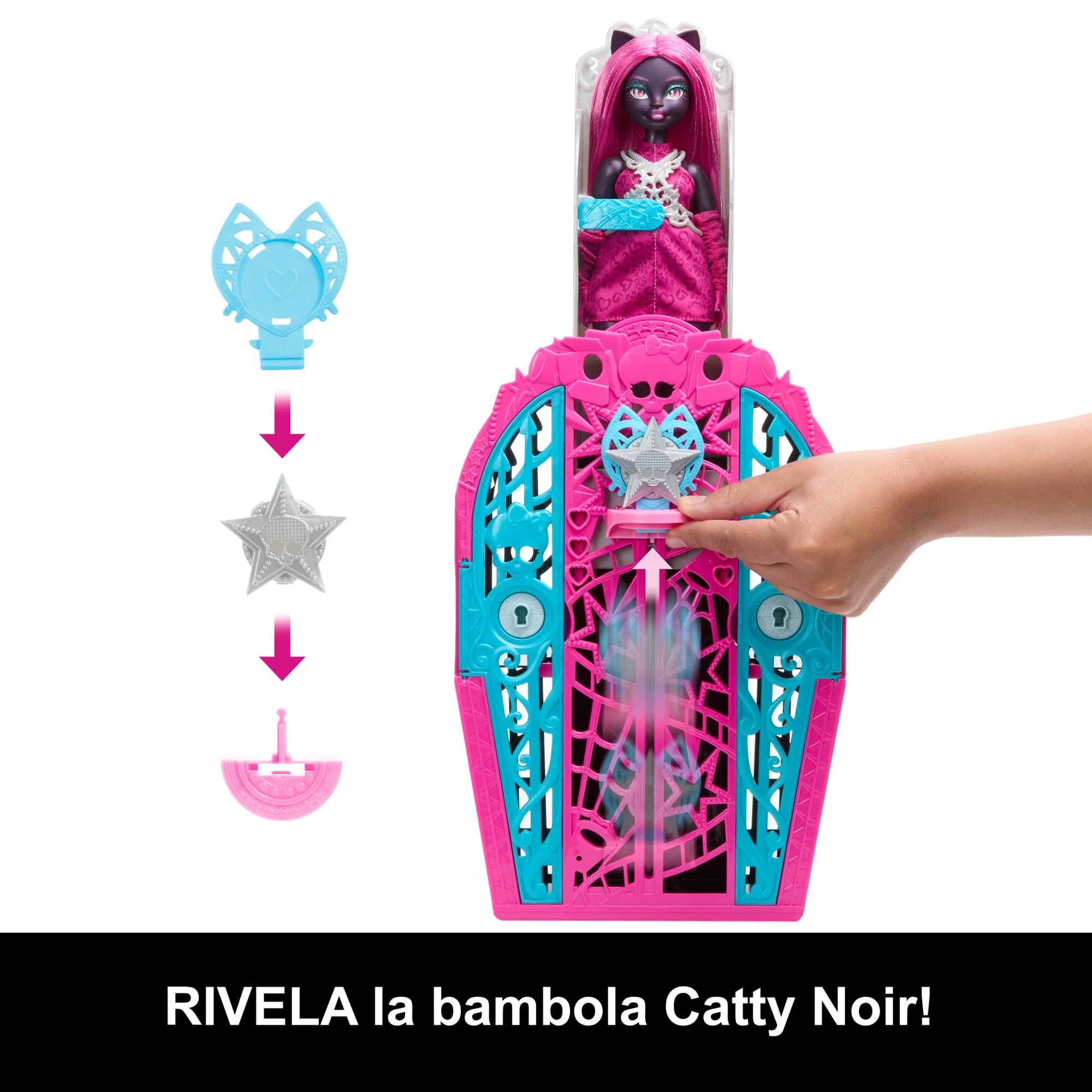 Monster High Segreti Da Brivido I Misteri Di Hauntlywood, Bambola Catty Noir Con Oltre 19 Sorprese - Image 5