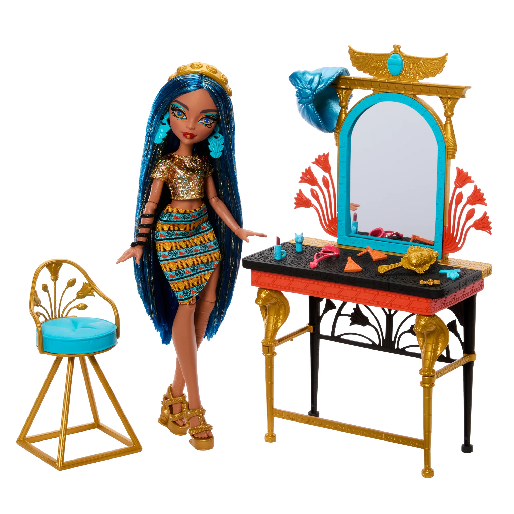 Conjunto Self-Scare Day Con Muñeca De Cleo De Nile De Monster High, Incluye Muebles De Tocador Y Accesorios - Image 5
