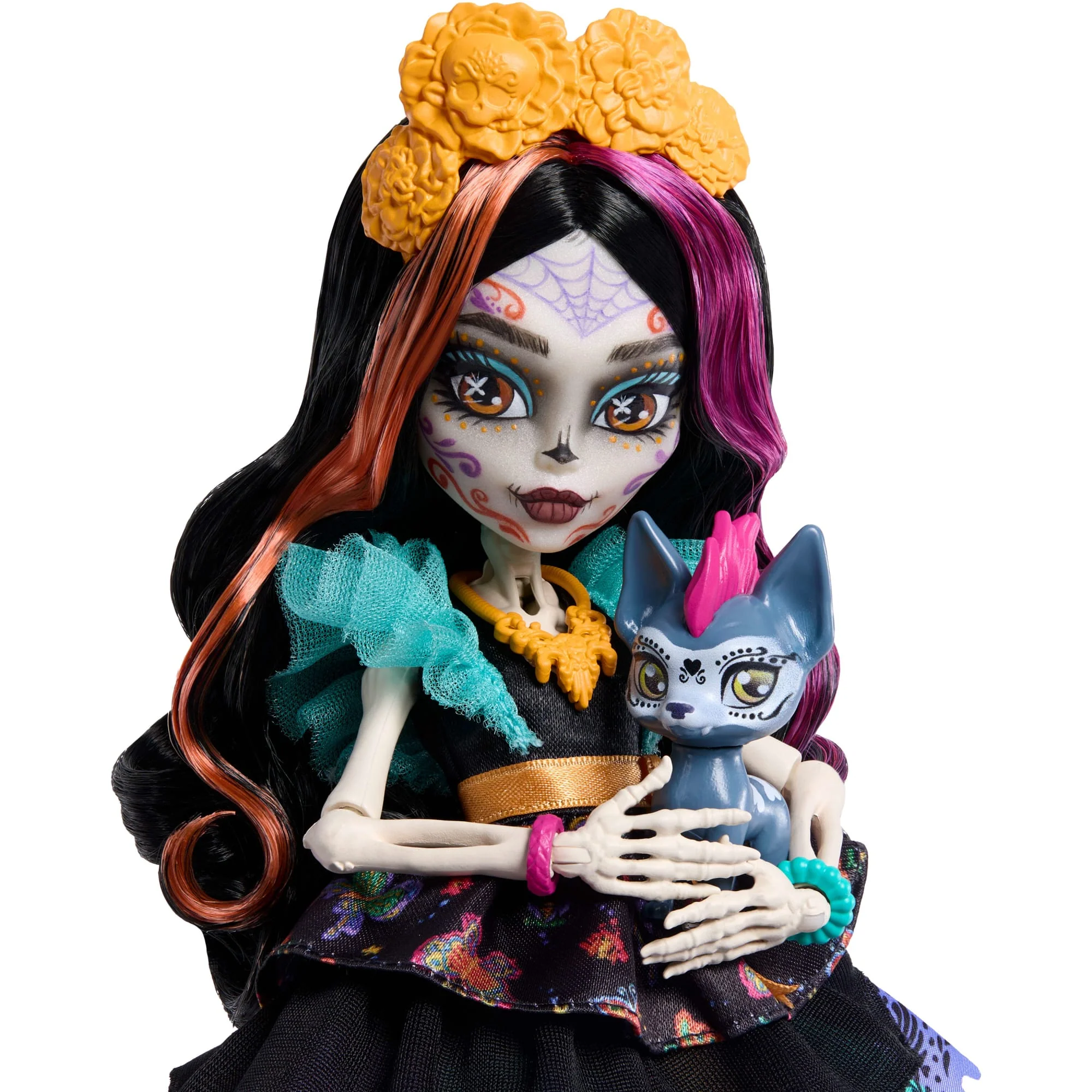 Muñeca Skelita Calaveras De Monster High Con Vestido Con Volantes, Mascota Candelita Y 7 Accesorios - Image 2