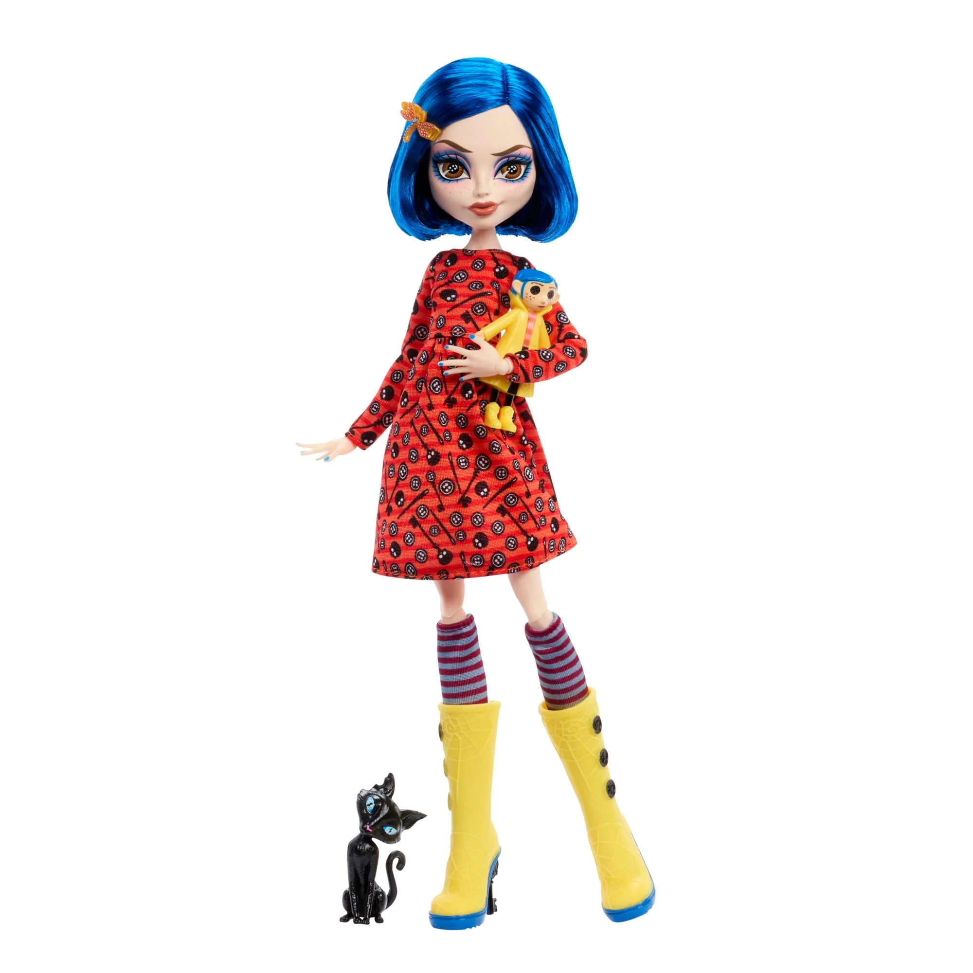 Monster High Skullector Coraline Collectible Doll in Yellow Raincoat With Cat - Image 5