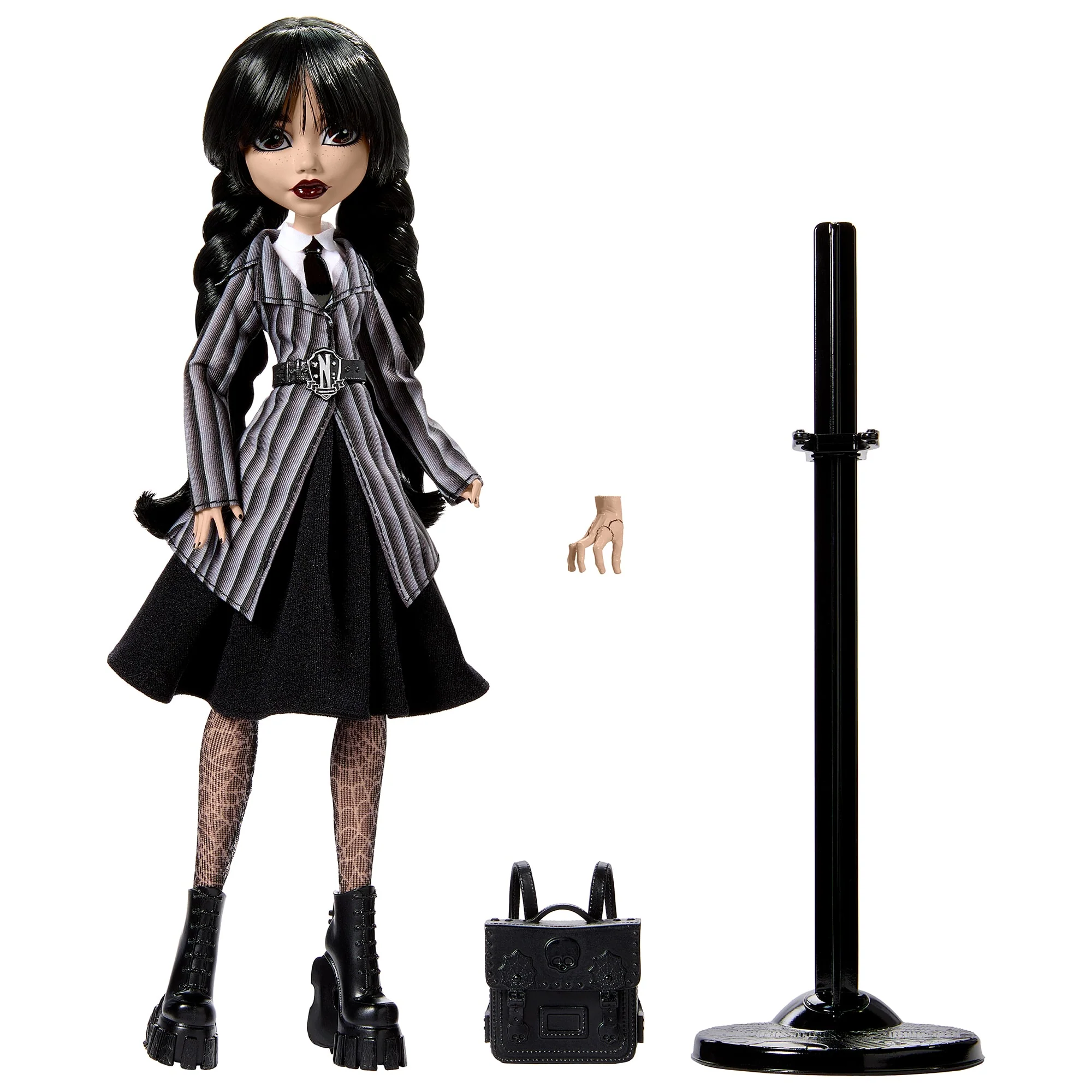 Συλλεκτική Κούκλα Monster High Wednesday School Outfit, Wednesday Addams Με Στολή Της Ακαδημίας Nevermore Και 'Πράγμα' - Image 6