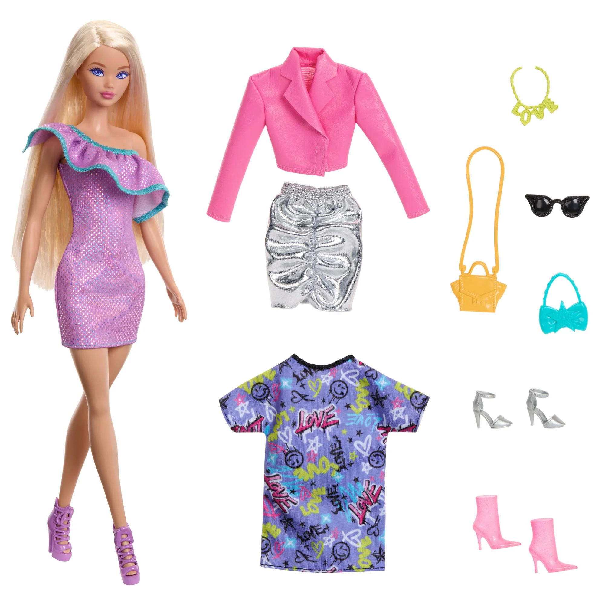 Muñeca Barbie Con Ropa Y Accesorios De Moda, Incluidos Vestidos De Fiesta Y Carteras (3 Trajes) - Image 3