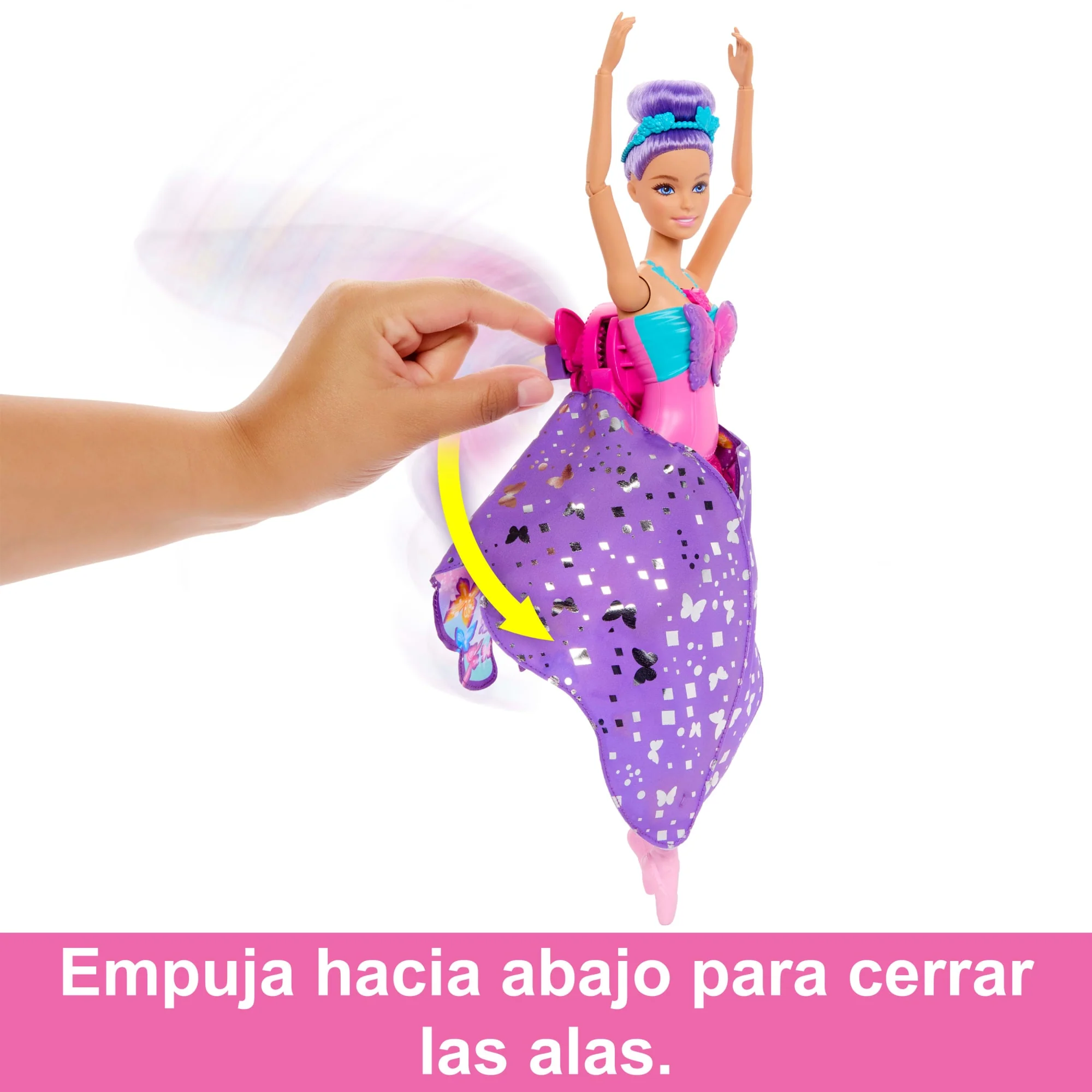Muñeca Barbie Dance And Flutter Con Transformación 2 En 1 De Bailarina A Mariposa, Pelo Morado - Image 4