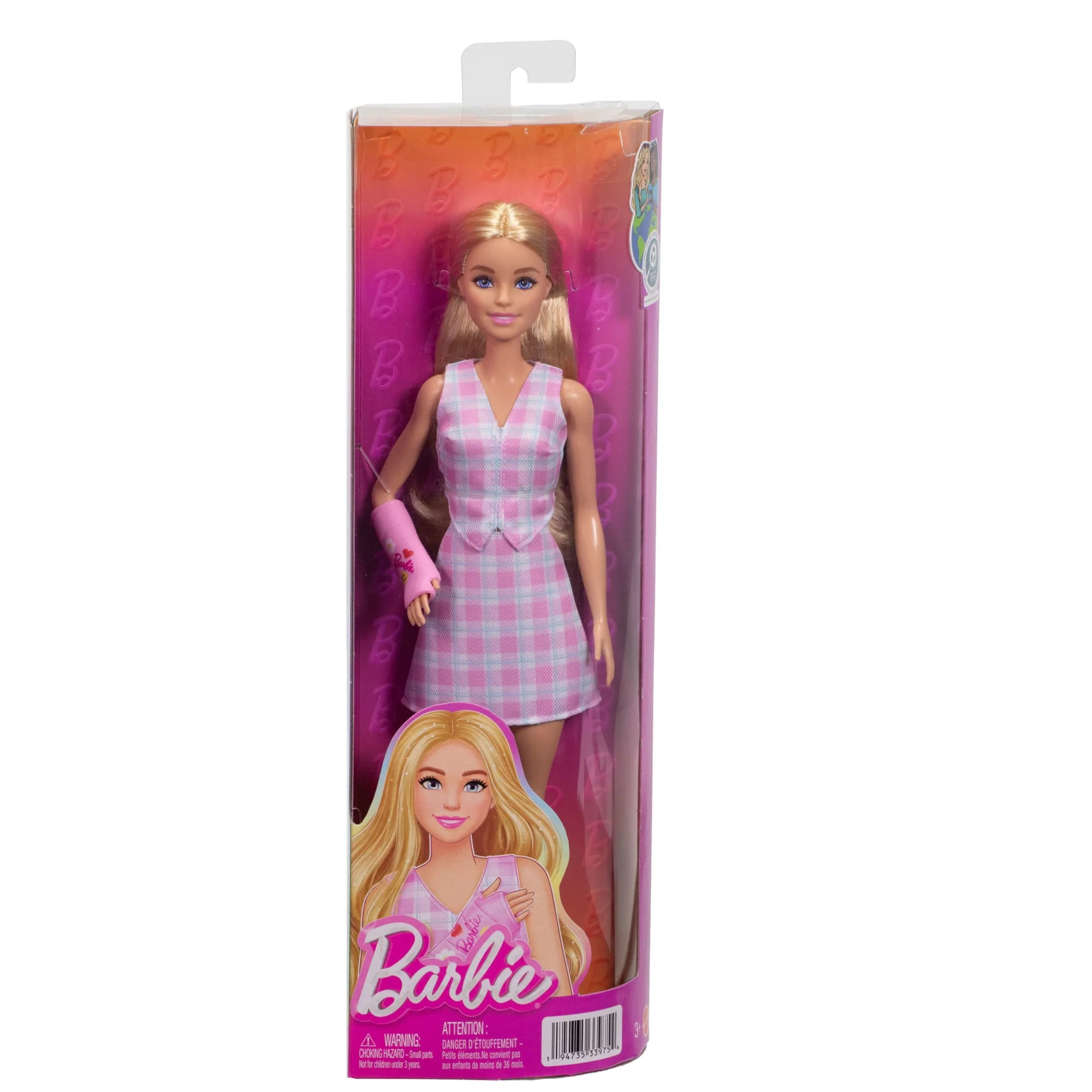 Muñeca Barbie Fashionistas N.243 Con Escayola Rosa En El Brazo Y Top Y Falda A Cuadros, Rubia - Image 6