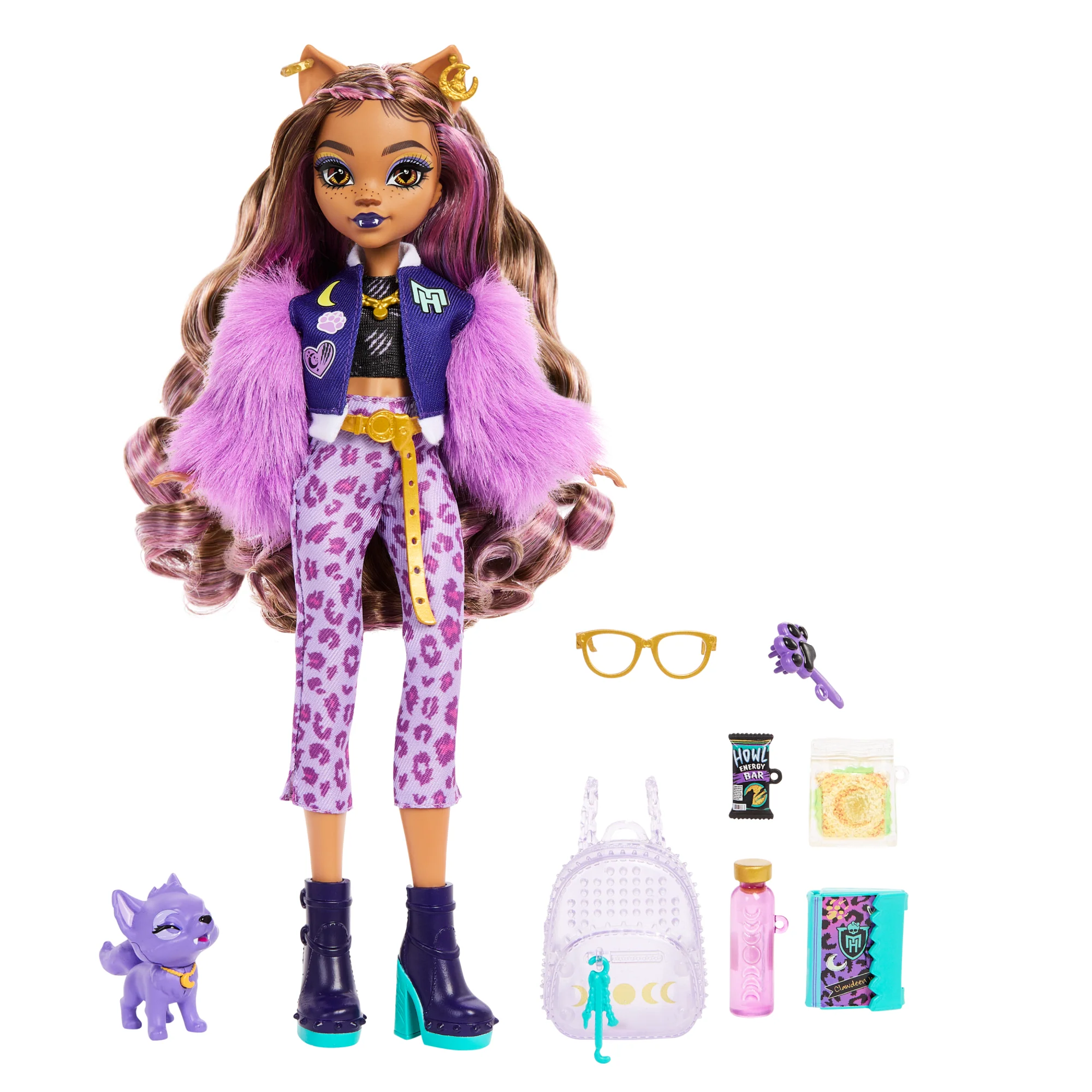 Muñeca De Moda Claudine Wolf De Monster High Con Su Gatita Mascota Crescent Y Accesorios - Image 5