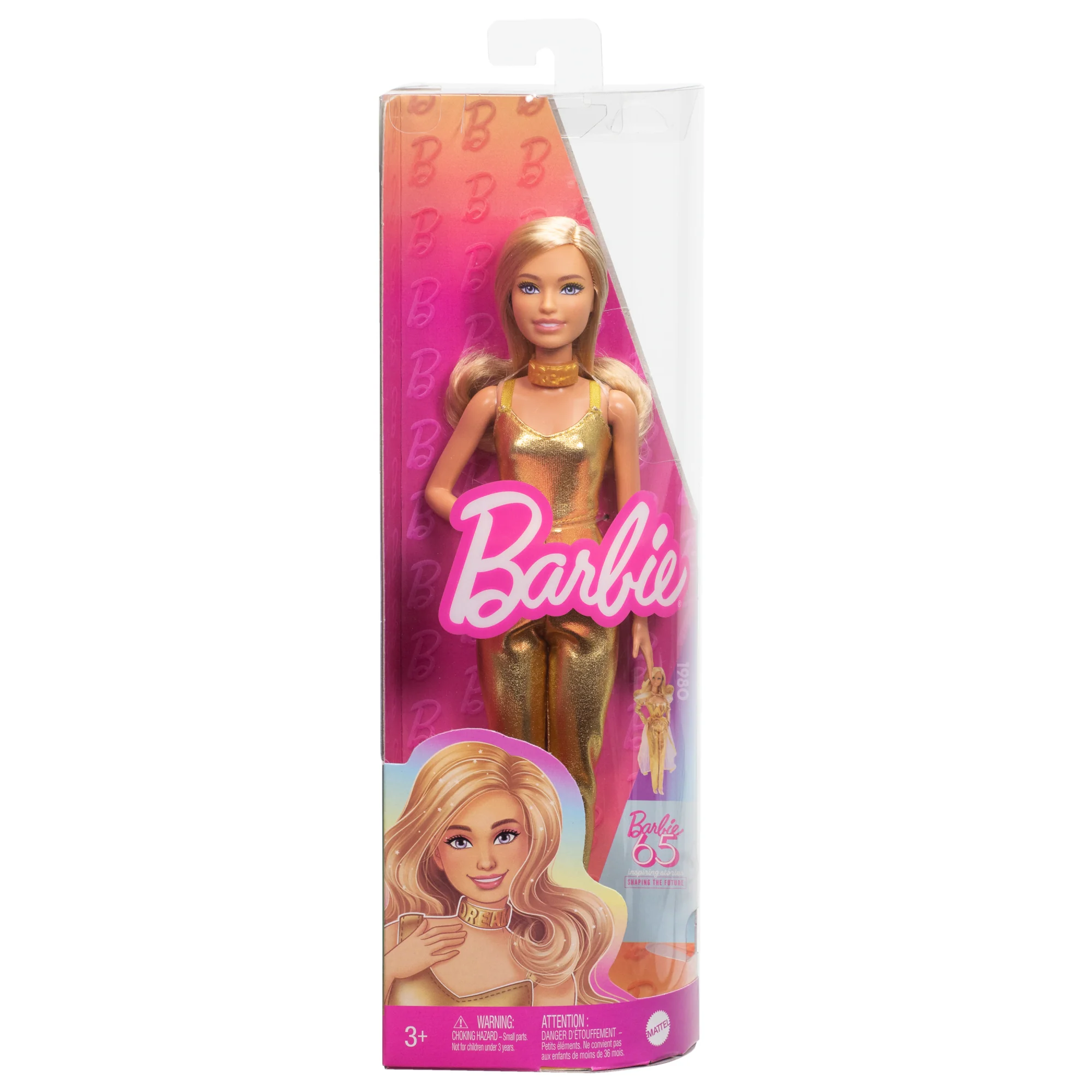 Muñeca N.222 Barbie Fashionistas Con El Cuerpo Pequeño, El Pelo Rubio Ondulado Y Un Mono Dorado, 65. Aniversario - Image 6