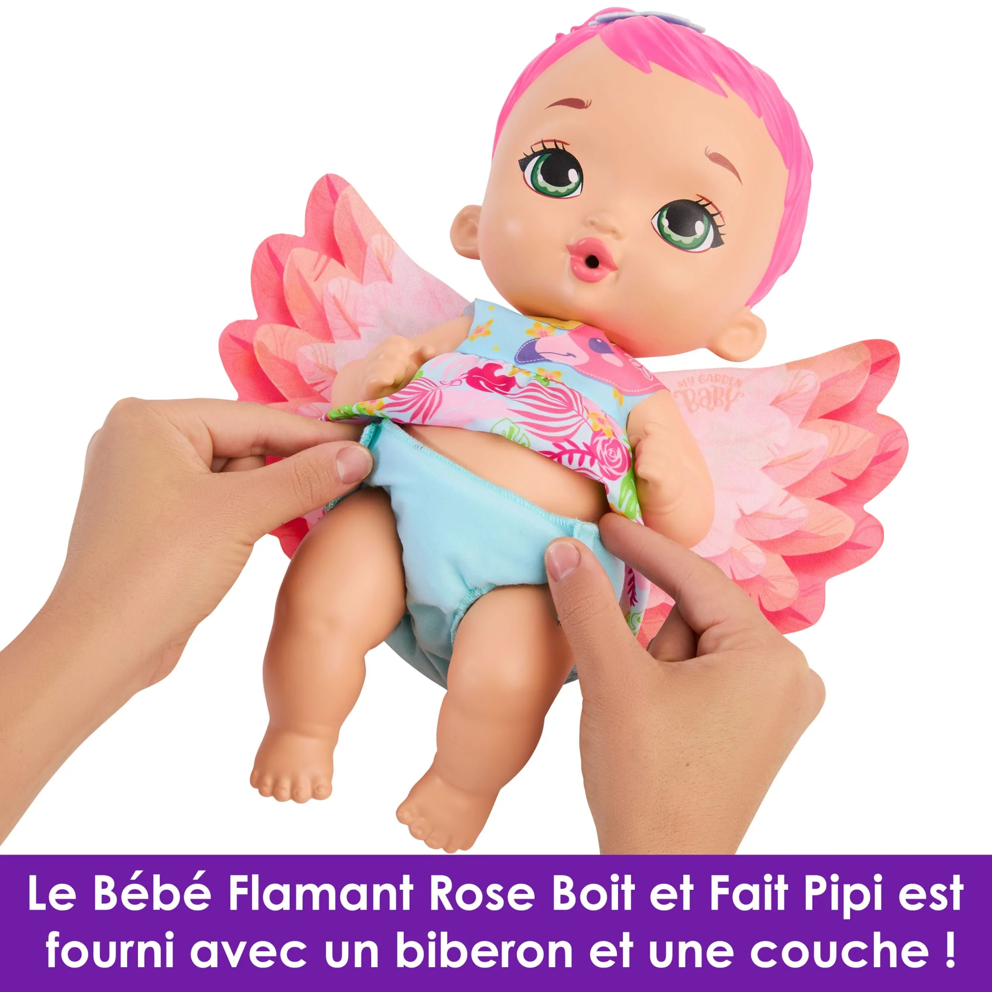 My Garden Baby-Bébé Flamant Rose Boit Et Fait Pipi-Poupée 30 Cm - Image 3