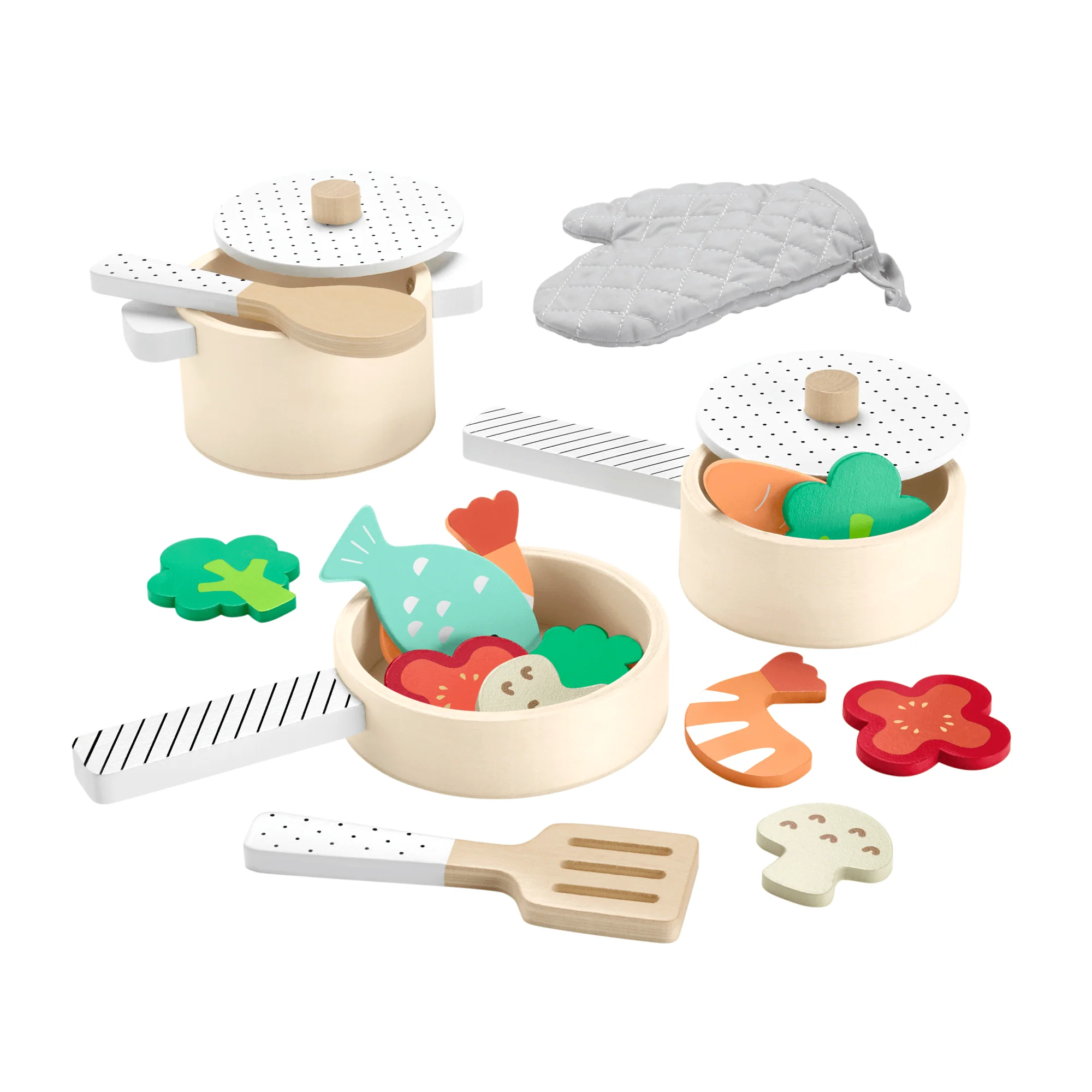 Okul Öncesi Çağdaki Çocuklar Için 19 Parçalı Fisher-Price Ahşap Mutfak Seti - Image 4