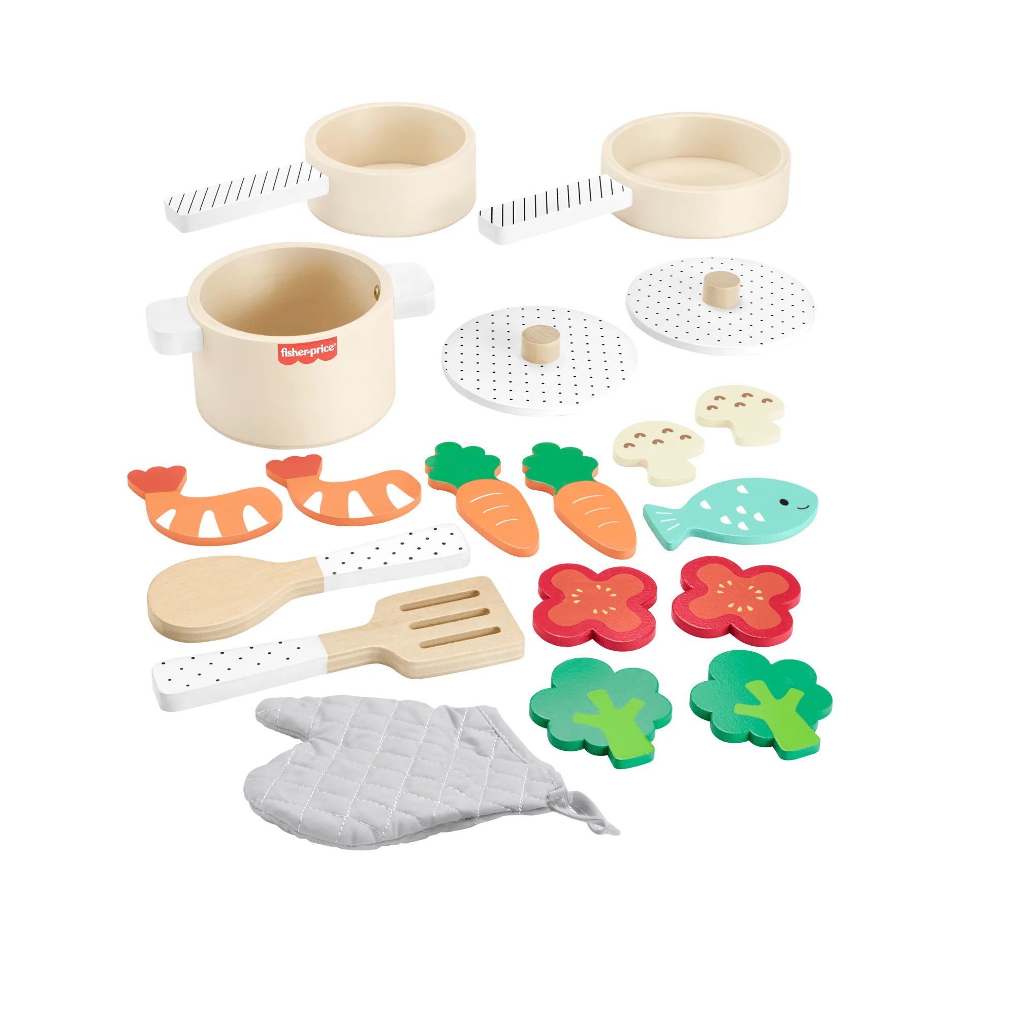 Okul Öncesi Çağdaki Çocuklar Için 19 Parçalı Fisher-Price Ahşap Mutfak Seti - Image 5