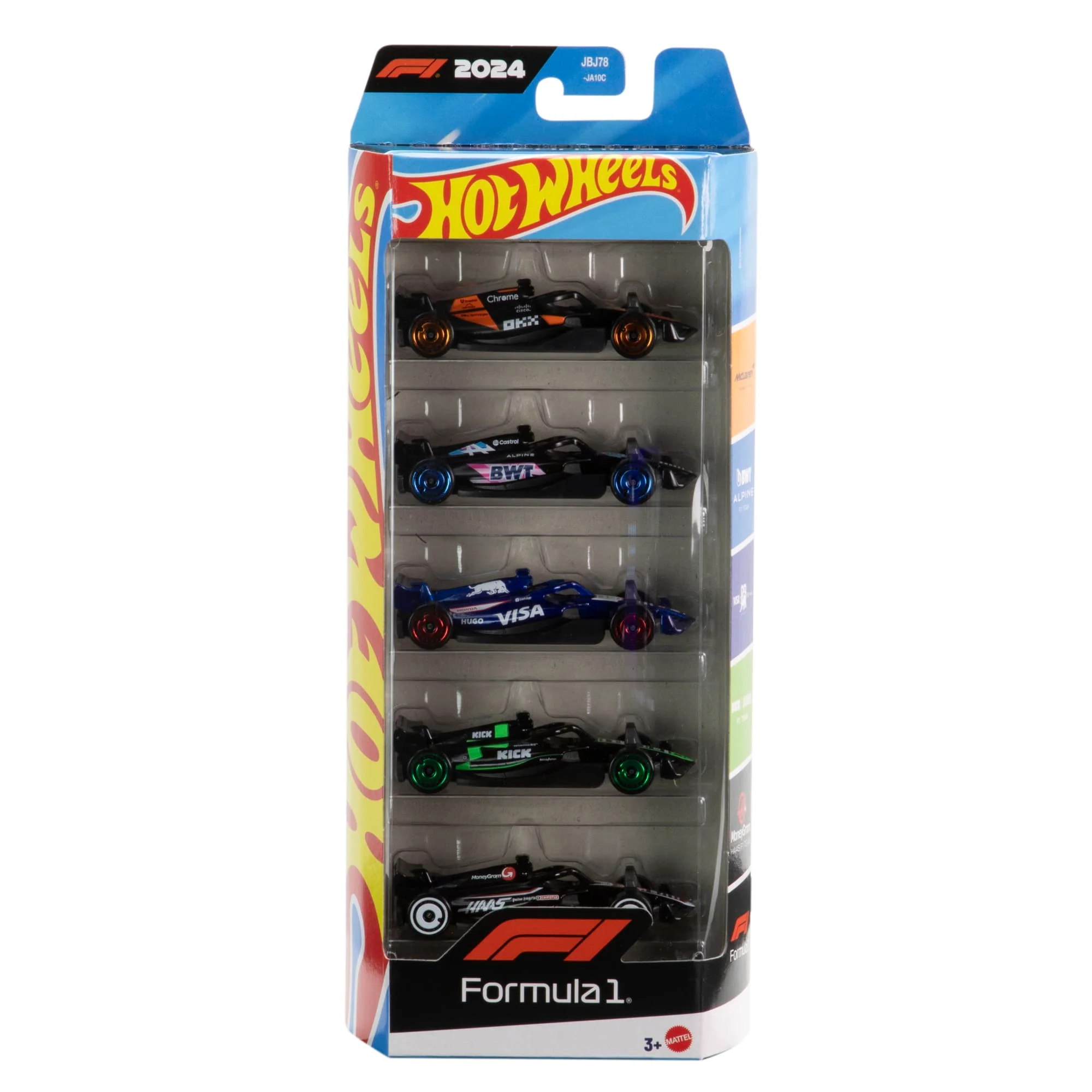 Pack De Cinco Coches De Carreras Formula 1 De Hot Wheels De Distintos Equipos, Conjunto De Juego Temático De Coches Metálicos A Escala 1:64