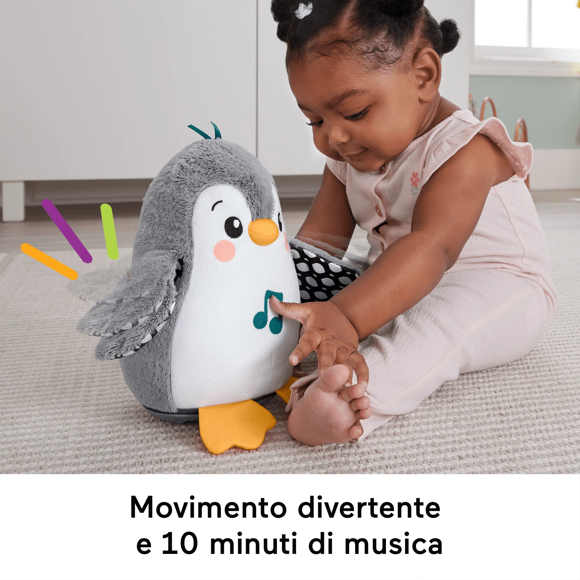 Fisher-Price Pinguino Dolci Coccole Per Il Gioco Distesi Sul Pancino, Con Musica E Ali Che Si Muovono Mentre L'Amichetto Di Peluche Si Attiva - Image 3