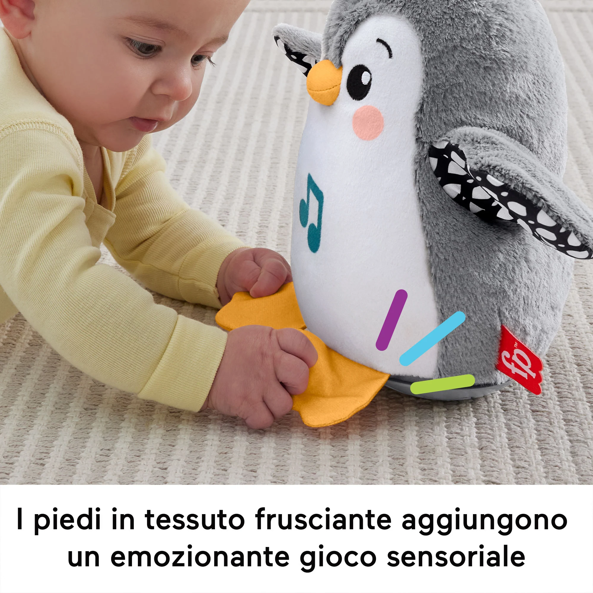 Fisher-Price Pinguino Dolci Coccole Per Il Gioco Distesi Sul Pancino, Con Musica E Ali Che Si Muovono Mentre L'Amichetto Di Peluche Si Attiva - Image 5