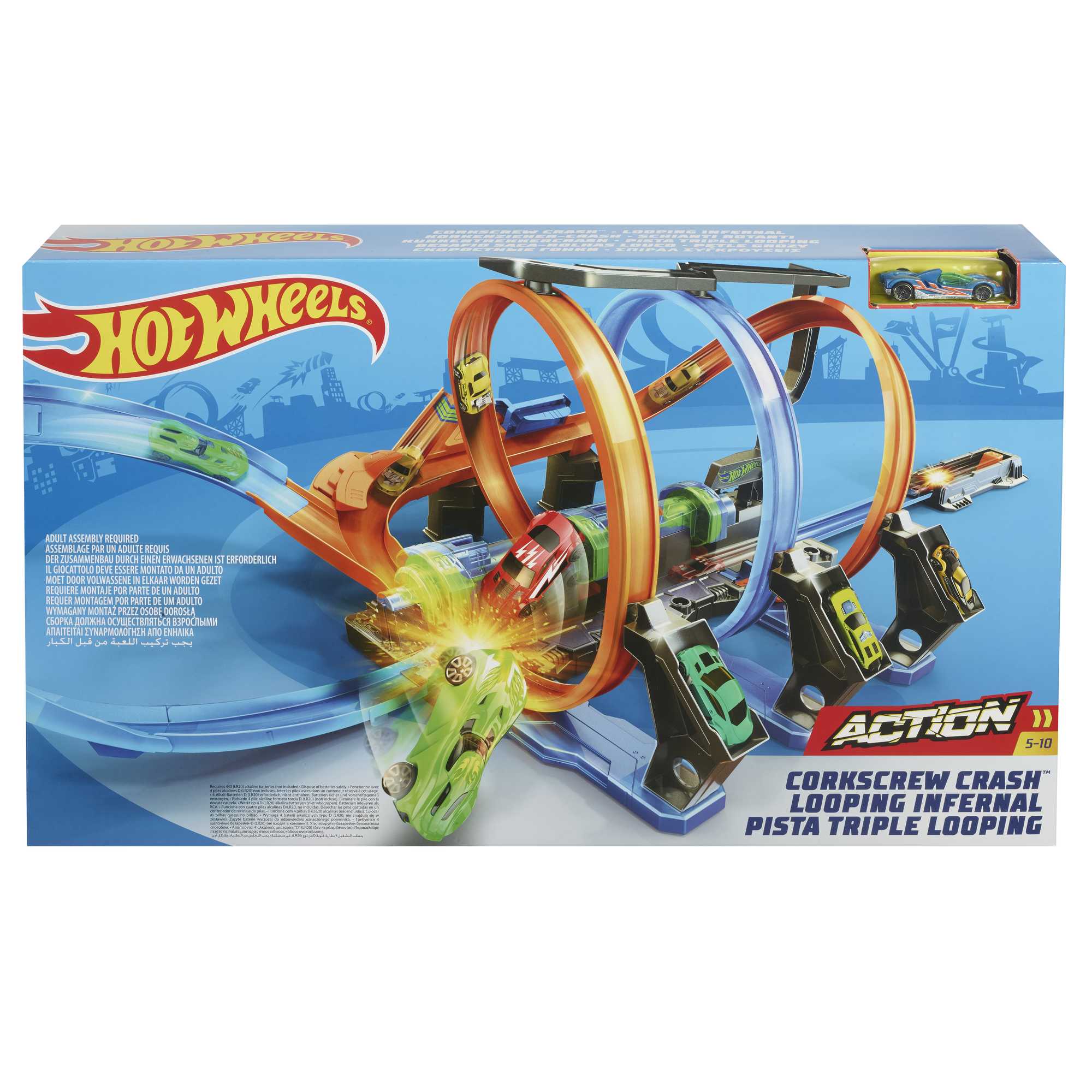 Piste Hot Wheels Looping Infernal Avec 3 Lanceurs Motorisés Et 3 Loopings - Image 6