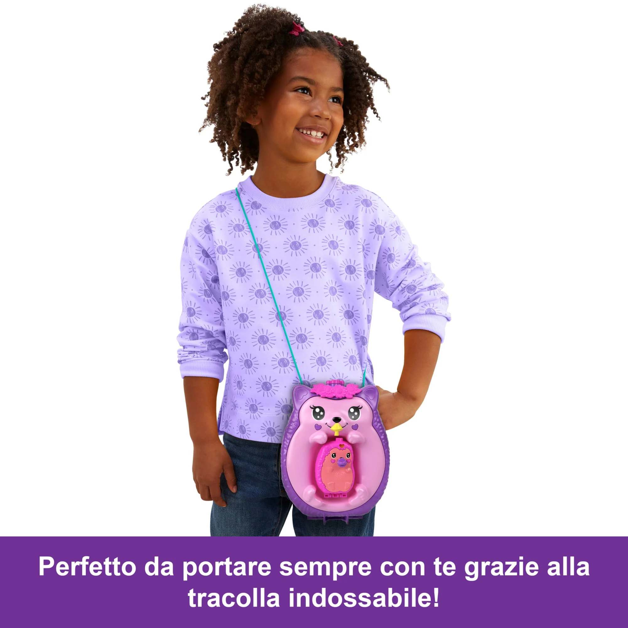 Playset Borsetta Polly Pocket Mamma Riccio E Baby Riccio Con 2 Bambole E 16 Accessori, Inclusi Animali Domestici - Image 5