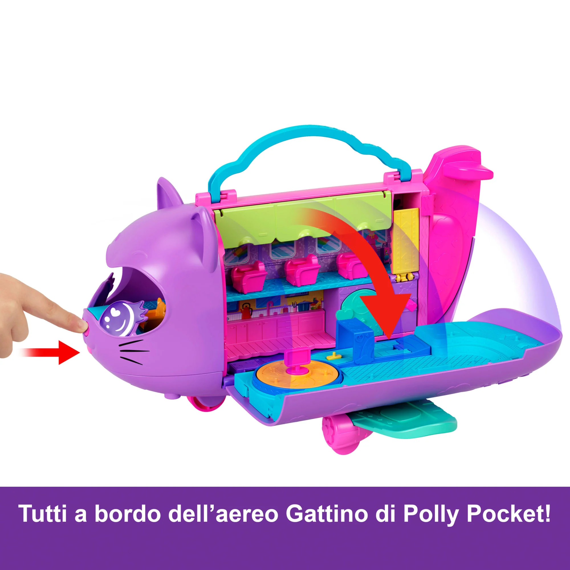 Aereo Gattino Di Polly Pocket, Playset Con 2 Micro Bambole E Un Cucciolo, Aeroplano Giocattolo Da Viaggio E Accessori - Image 3