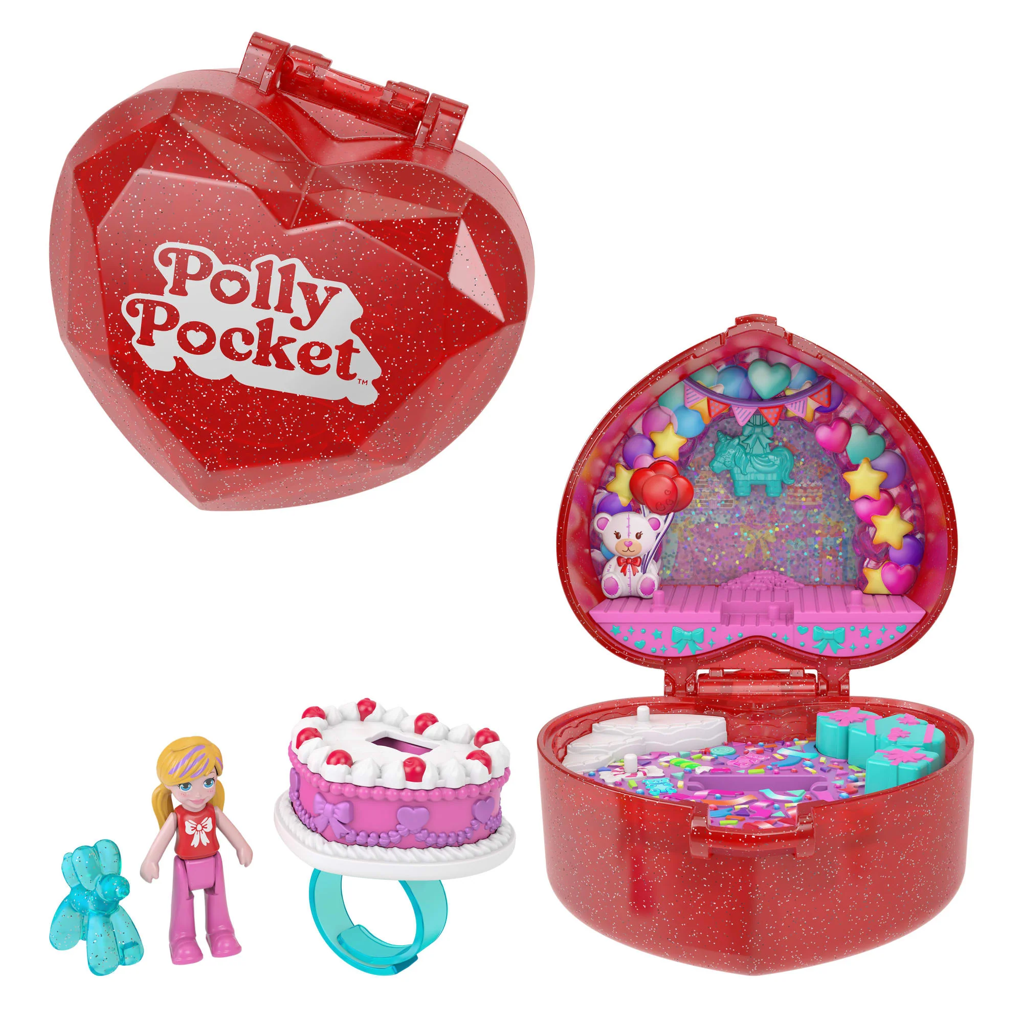 Polly Pocket 80-lecie Mattel Rocznicowy zestaw kompaktowy + pierścionek dla dziecka i mikro lalka Zabawka 4+
