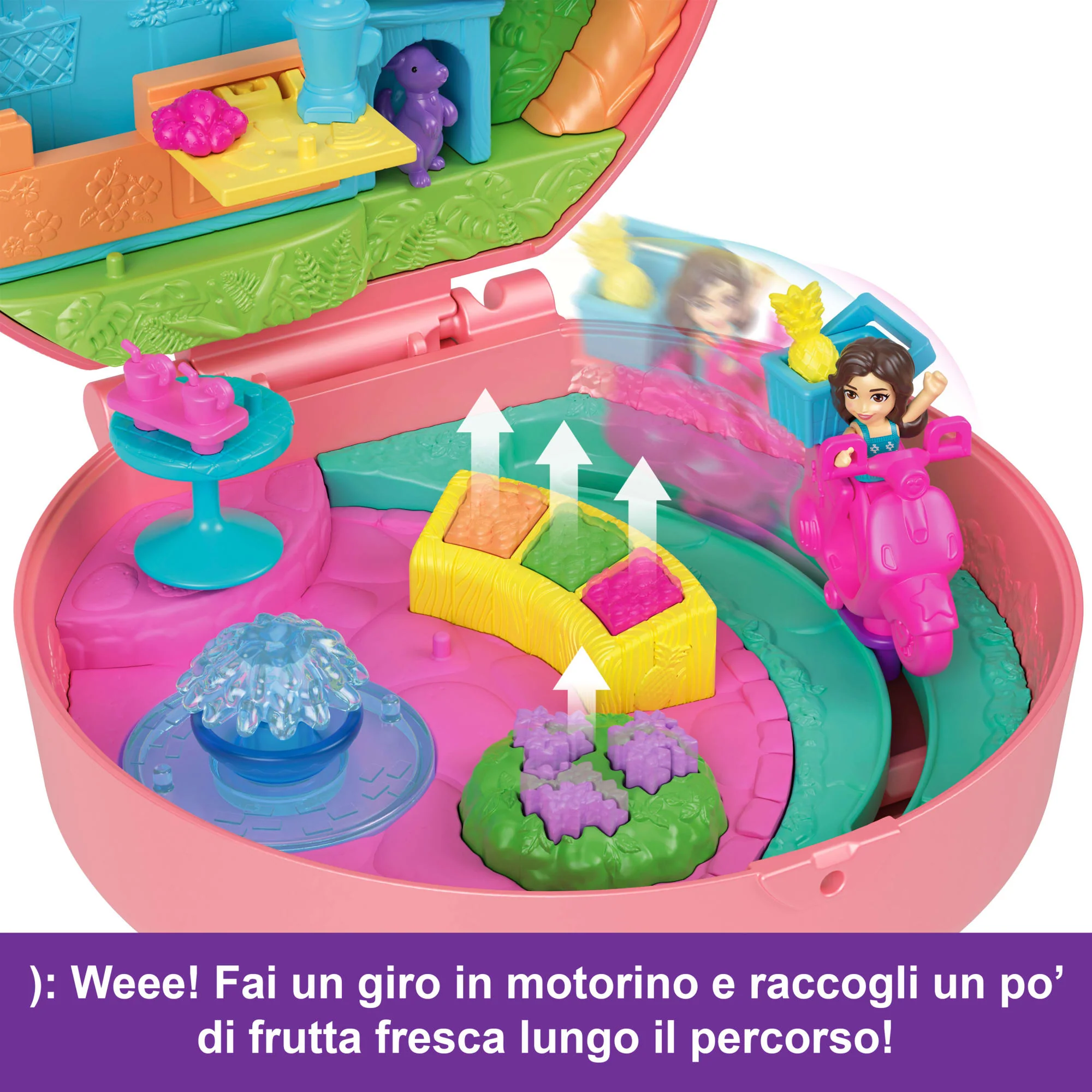 Polly Pocket Avventure In Scooter, Cofanetto Con 2 Micro Bambole E Cucciolo, Giocattolo Da Viaggio Con Accessori Come Un Animale E Un Veicolo - Image 5