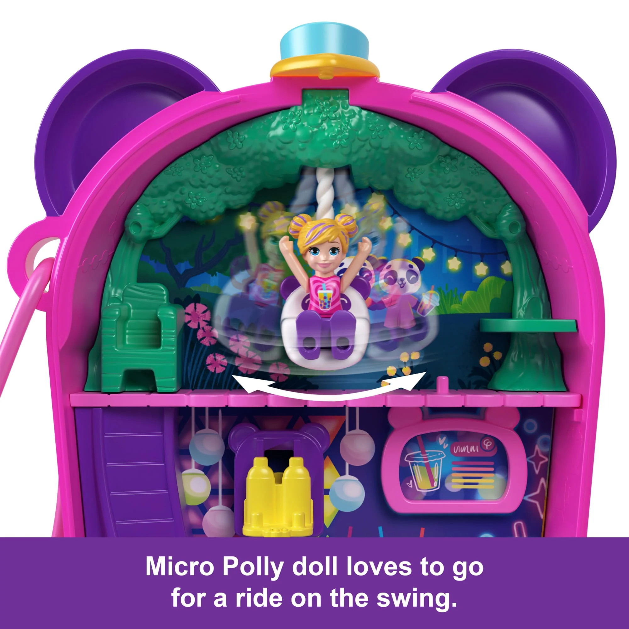 Polly Pocket Bubble Tea Panda Compact With 2 Micro Dolls And Pet Panda, Animal Toy With Food Accessories - Image 3