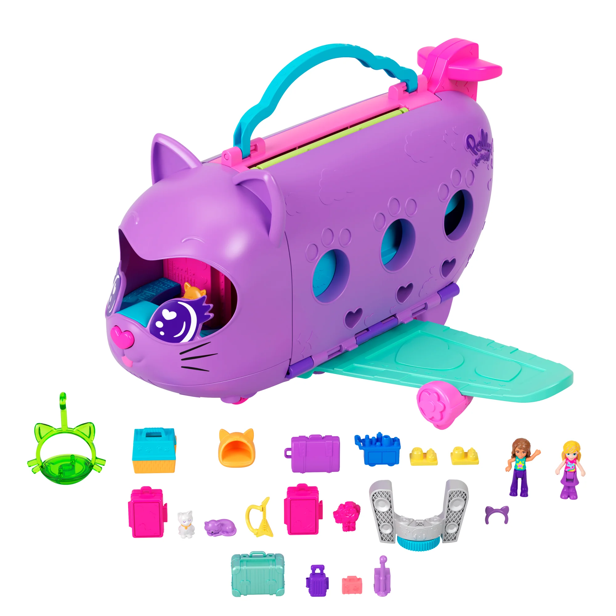 Polly Pocket-Avion Chaton Transformable-Coffret Avec 2 Mini-Figurines