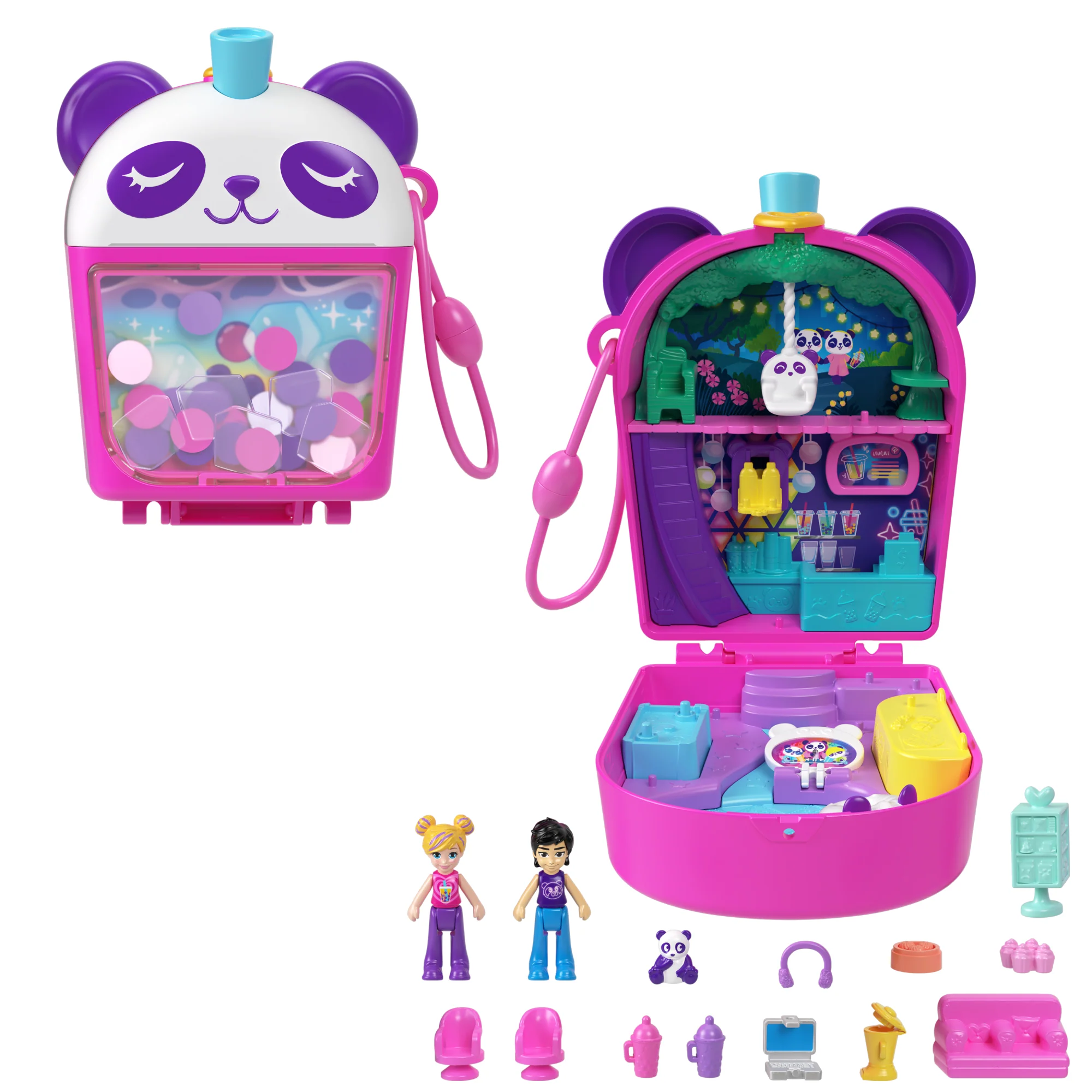 Polly Pocket-Panda Bubble Tea-Coffret Avec 2 Mini-Figurines Et Panda