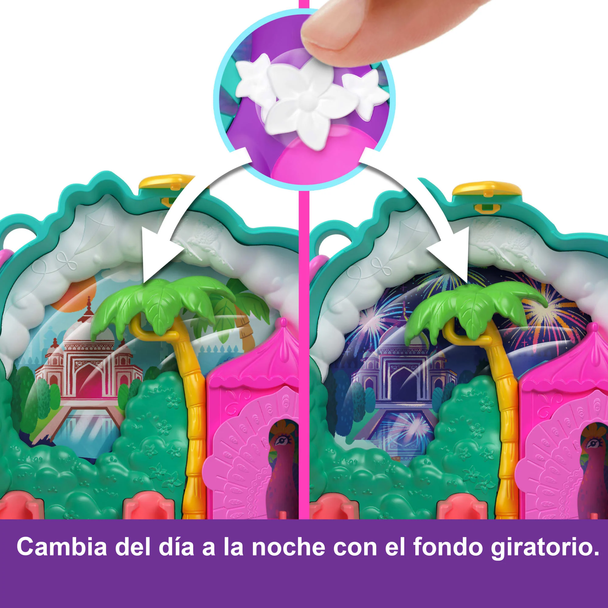 Compacto Mundo Sorpresa Pavo Real De Polly Pocket Con 2 Muñequitas Y Mascotas, Juguete De Viaje Con Accesorios De Animales - Image 4