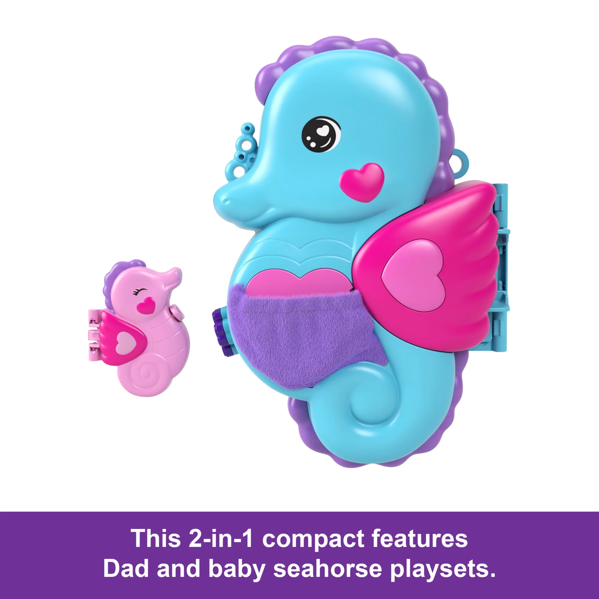 Polly Pocket Daddy & Me Seahorse Purse With 2 Micro Dolls, Pets & 13 Accessories, 2-In-1 Purse & Toy, Starring Shani - Image 3