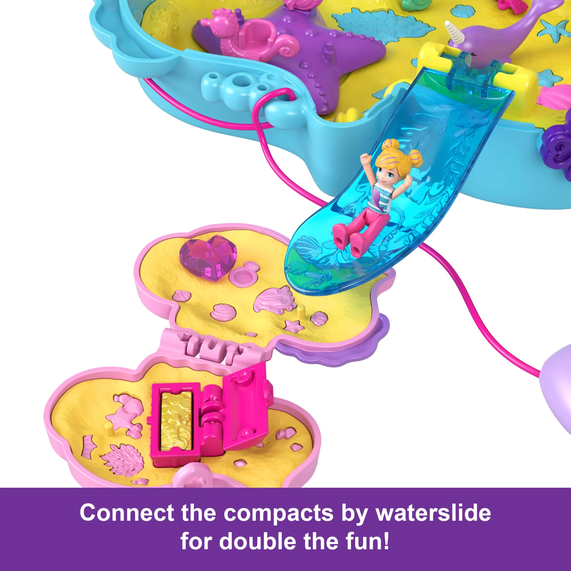 Polly Pocket Daddy & Me Seahorse Purse With 2 Micro Dolls, Pets & 13 Accessories, 2-In-1 Purse & Toy, Starring Shani - Image 4