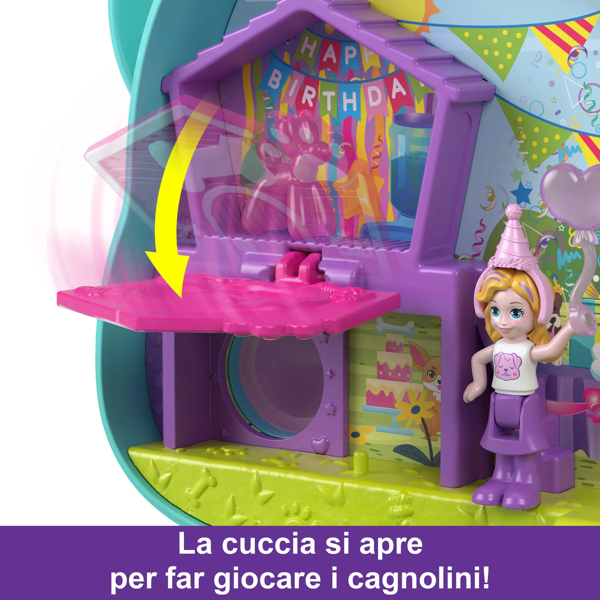 Polly Pocket Cofanetto Il Compleanno Del Cagnolino, Con 2 Bambole E Accessori, Mini Giocattoli - Image 4