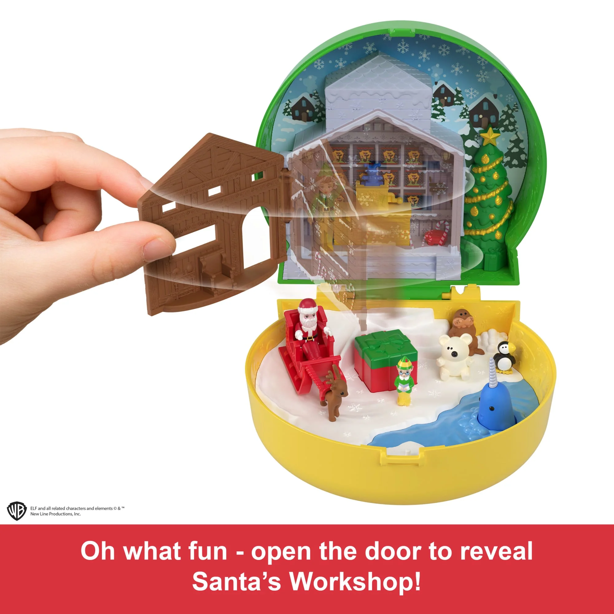 Polly Pocket Micro Buddy & Santa Dolls And Playset, Collaboration Elf Compact With 5 Accessories, Holiday Theme - Image 2