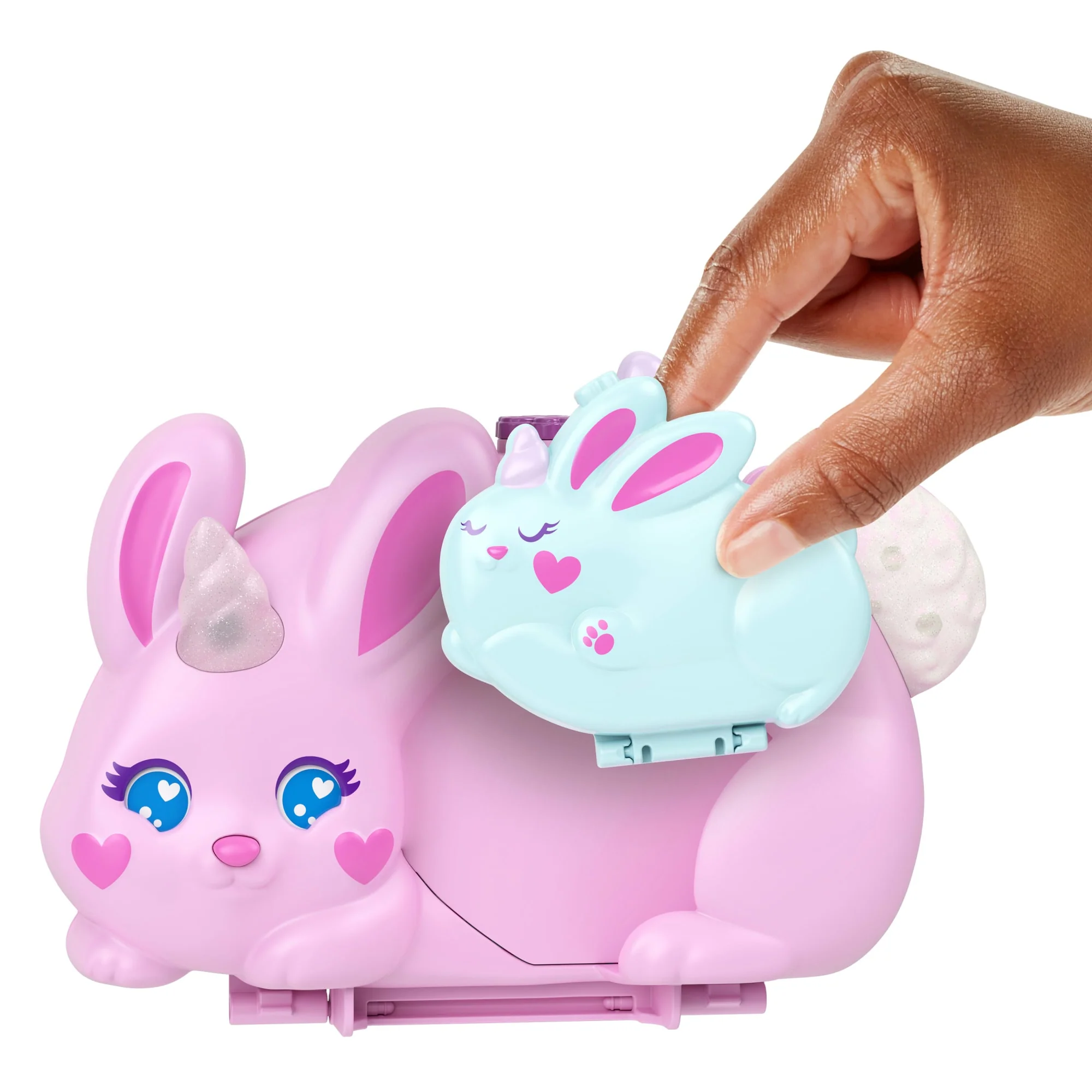 Estuche 2 En 1 Diversión Con Conejitos De Polly Pocket, Conjunto De Juego Con Bolso Para Llevar De Verdad Con 2 Muñecas Y 12 Accesorios Que Incluyen Mascotas. - Image 3