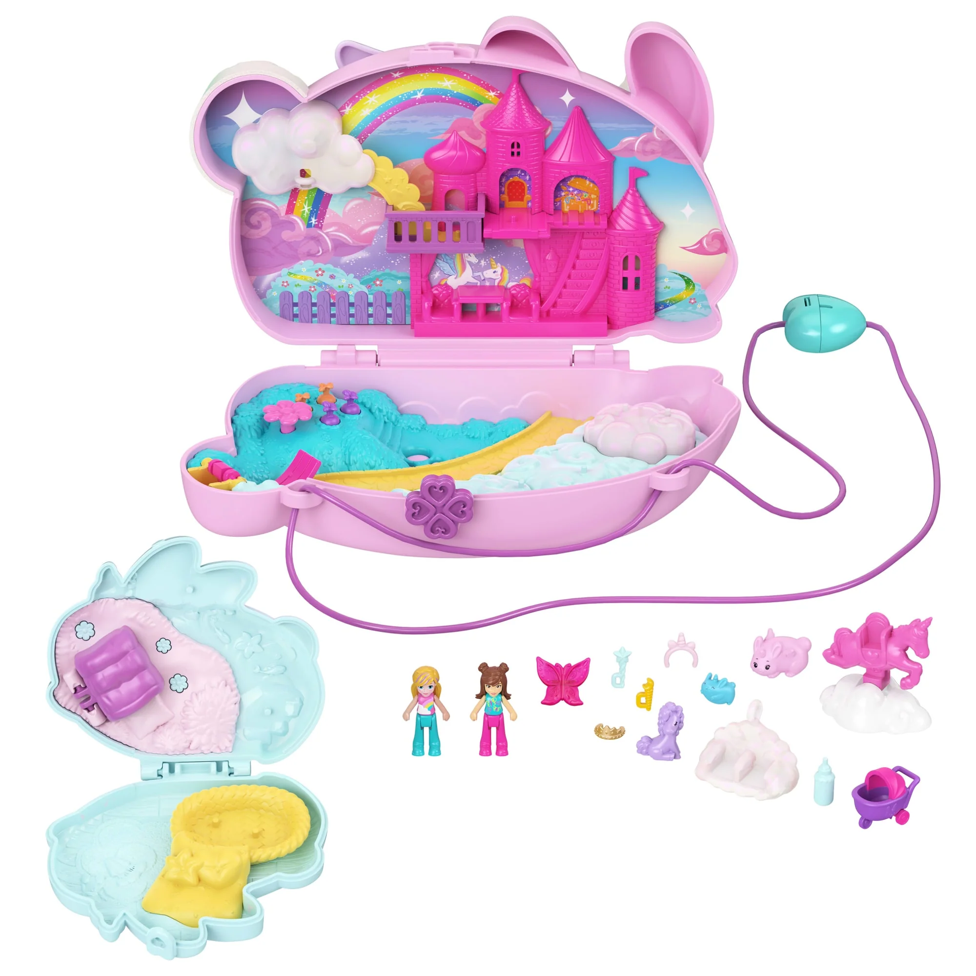 Estuche 2 En 1 Diversión Con Conejitos De Polly Pocket, Conjunto De Juego Con Bolso Para Llevar De Verdad Con 2 Muñecas Y 12 Accesorios Que Incluyen Mascotas. - Image 5