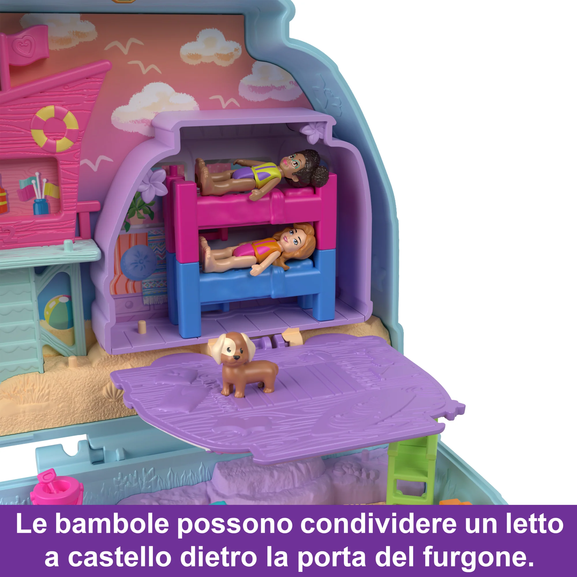 Polly Pocket Furgoncino Cucciolo Sole E Mare, Giocattolo Da Viaggio, Bambole E Playset - Image 5