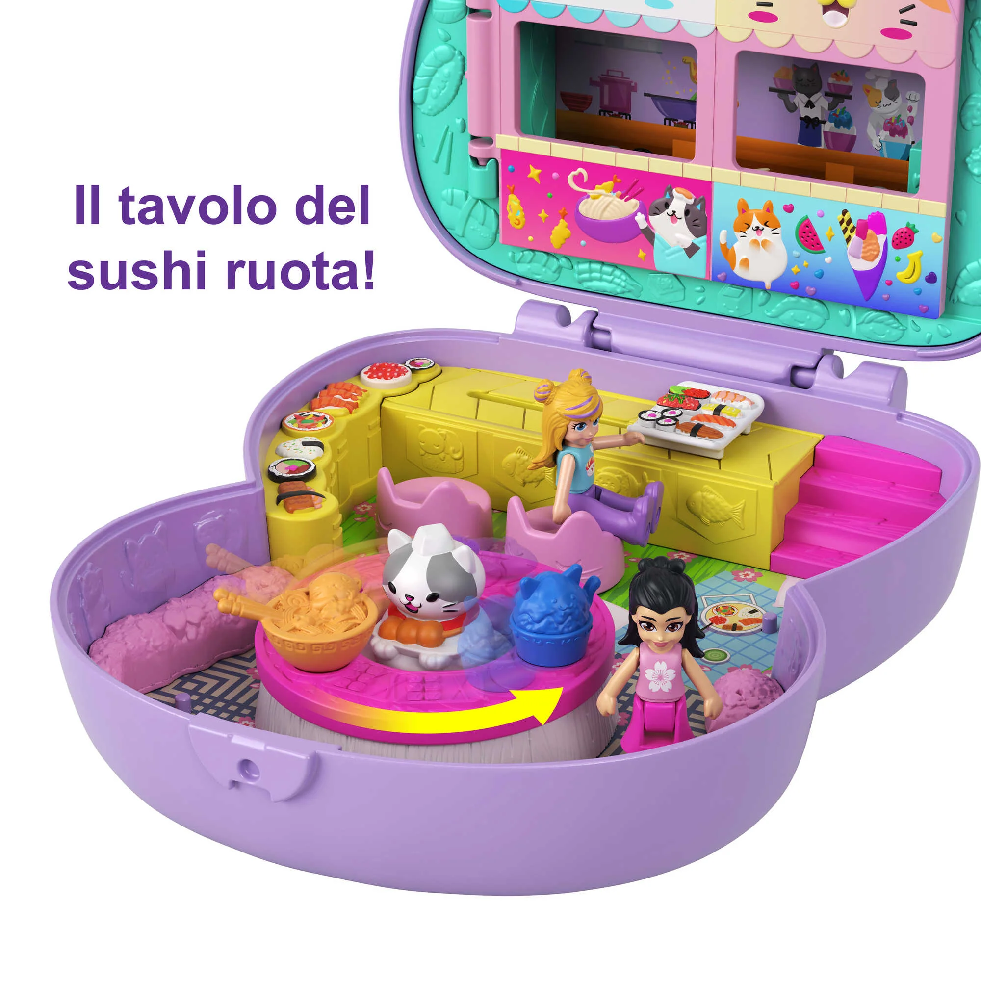 Polly Pocket Gattino Sushi Cofanetto, Playset Con 2 Bambole E 12 Accessori - Image 4