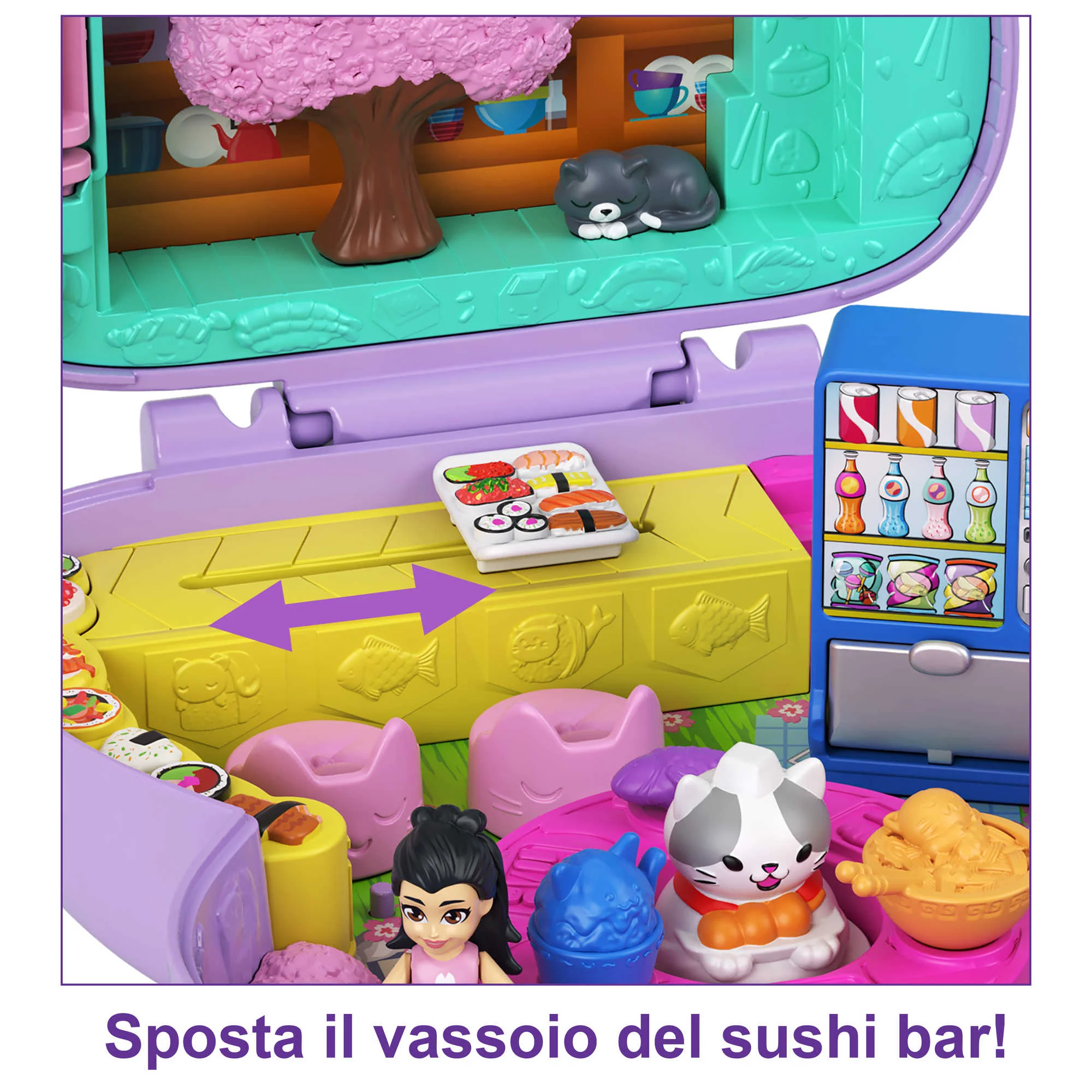 Polly Pocket Gattino Sushi Cofanetto, Playset Con 2 Bambole E 12 Accessori - Image 5