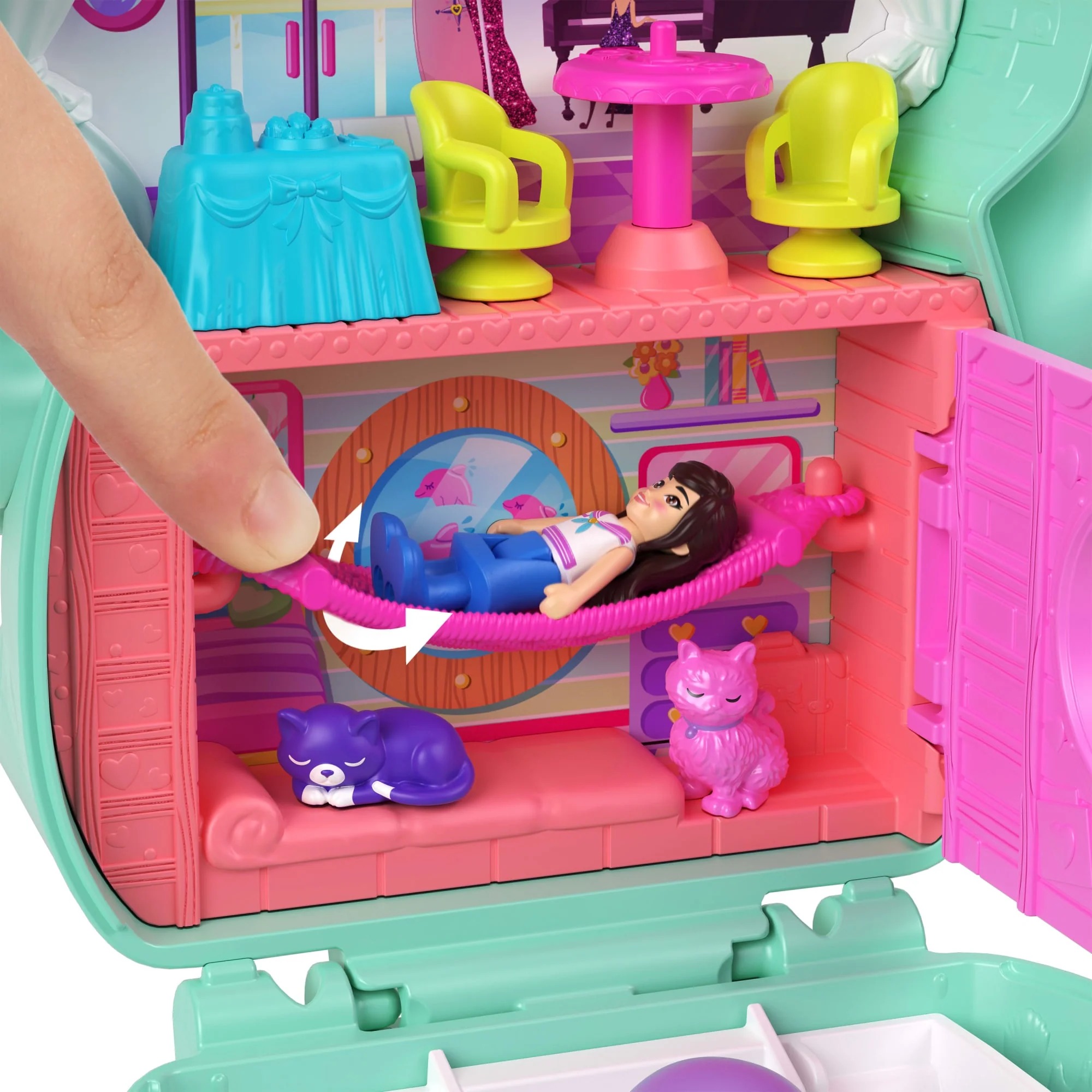 Polly Pocket Compacte Speelset Hijs De Zeilen, Kitty Met 1 Micropop En Speelgoedpoesjes, Speelgoed Voor Onderweg Met Lekkere Hapjes En Stylingaccessoires - Image 5