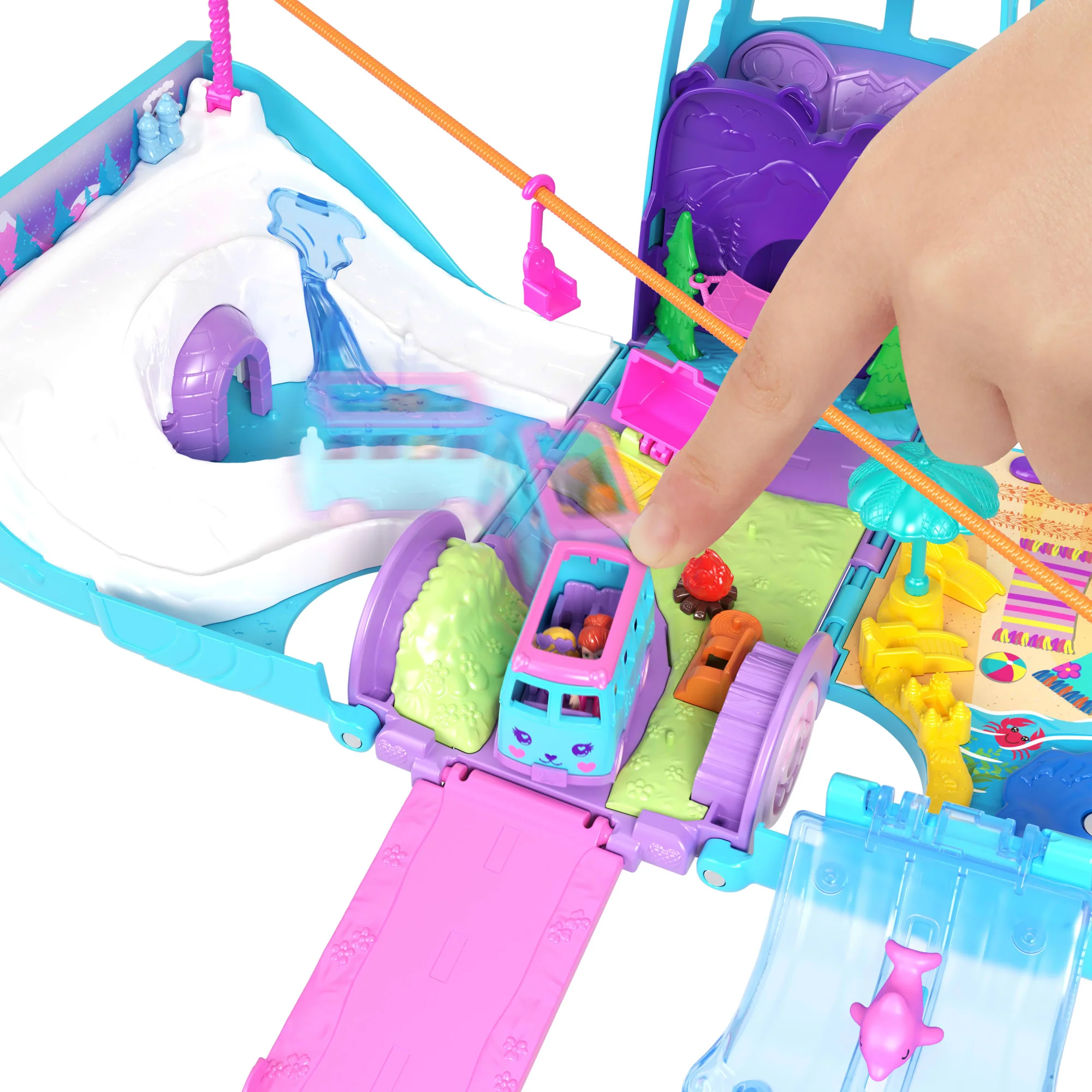 Polly Pocket Karavan Macerası Oyun Seti, Mikro Bebekler, Dönüştürülebilir Karavan, Evcil Hayvanlar Ve Oyuncak Araba - Image 3