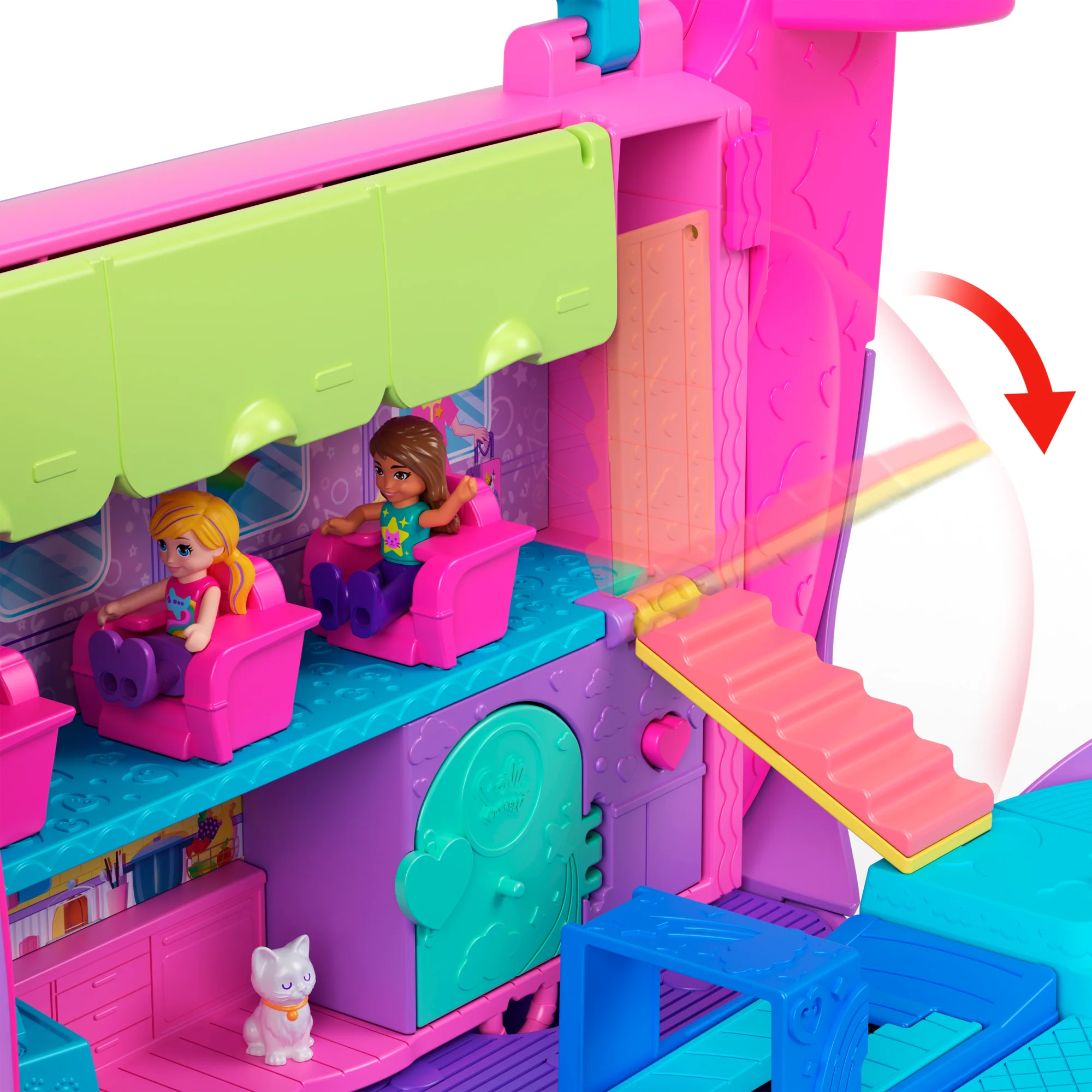 Polly Pocket Kitty Airways Speelset Met 2 Minipoppen En Huisdier, Vliegtuig Reisspeelgoed Met Accessoires - Image 2