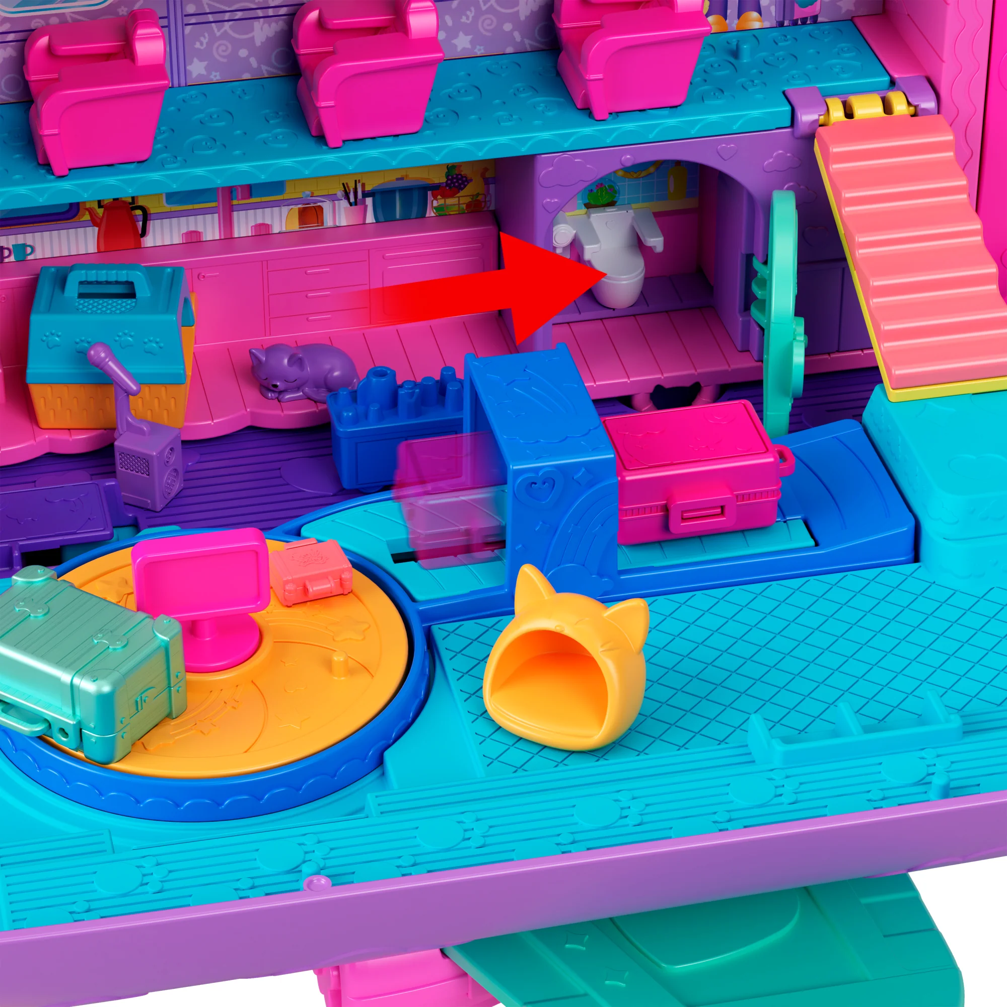 Polly Pocket Kitty Airways Speelset Met 2 Minipoppen En Huisdier, Vliegtuig Reisspeelgoed Met Accessoires - Image 3