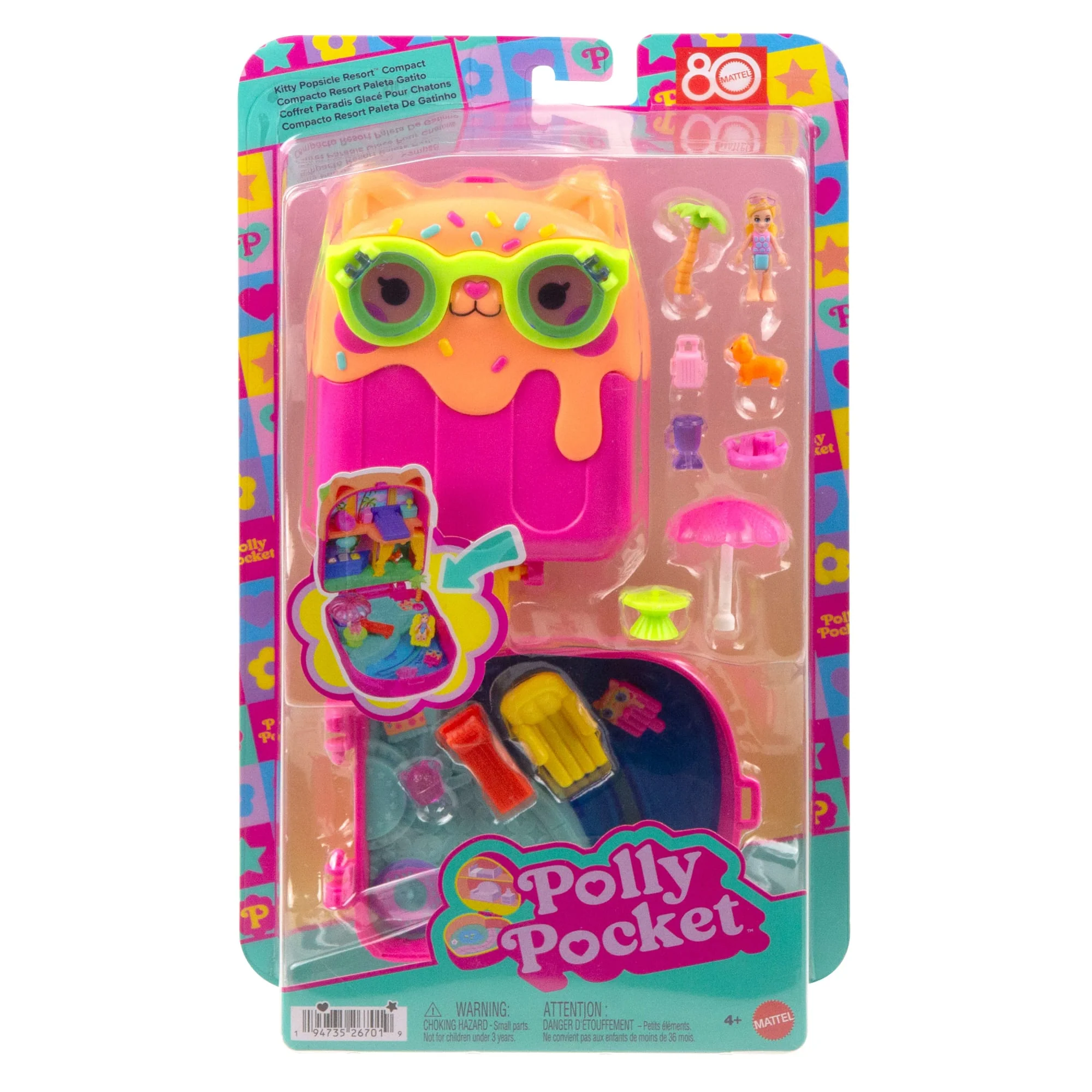 Polly Pocket Kitty Popsicle Resort Compact Playset With 1 Micro Doll And Pet Puppy, Travel Toy With Themed Accessories - Image 6