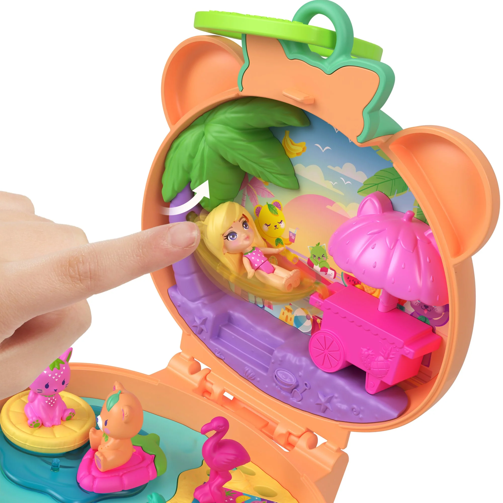 Polly Pocket Knuffelbeer Compacte Speelset, Pop En Sleutelhanger Speelset Met Huisdieren, Accessoires Met Fruitthema - Image 4
