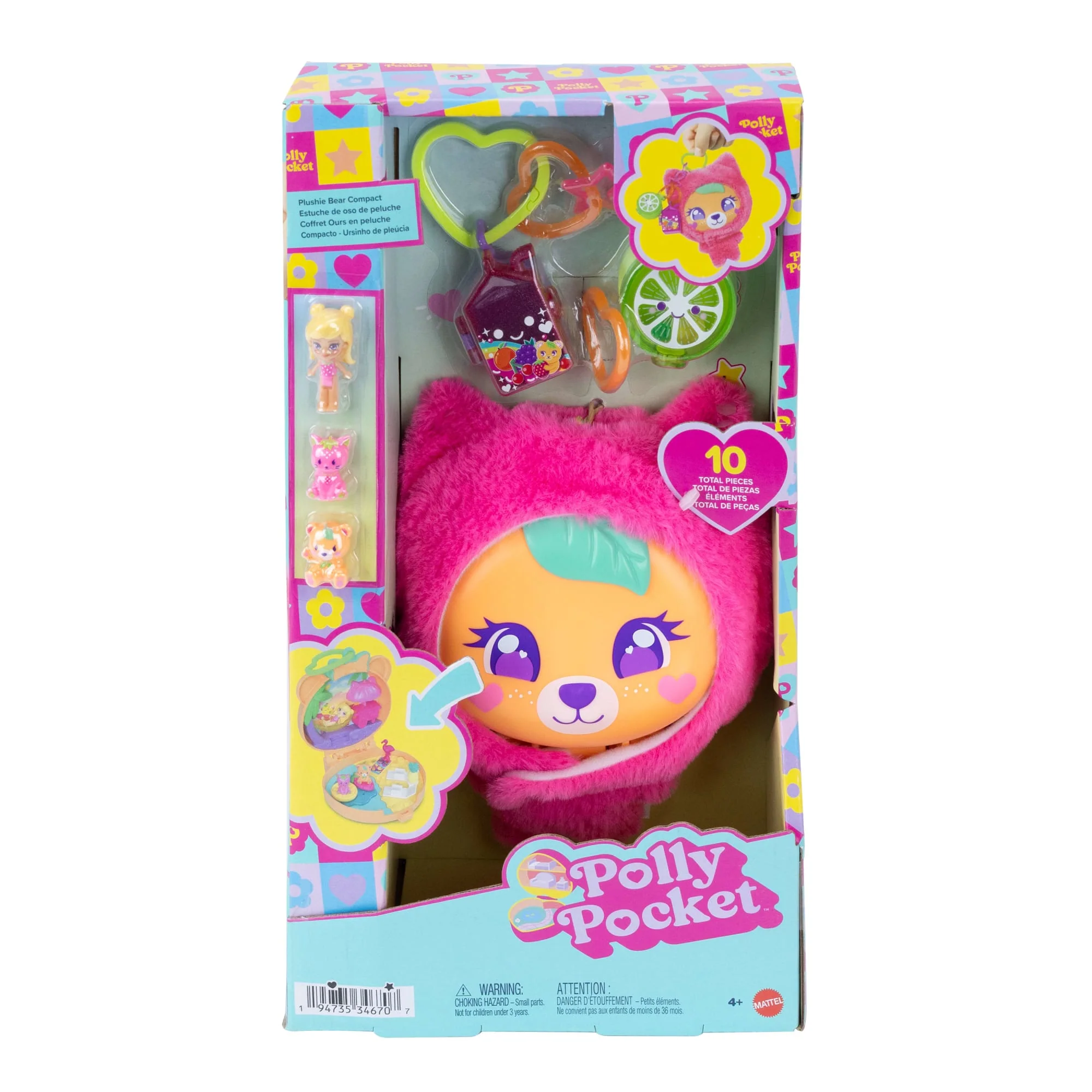 Polly Pocket Knuffelbeer Compacte Speelset, Pop En Sleutelhanger Speelset Met Huisdieren, Accessoires Met Fruitthema - Image 6