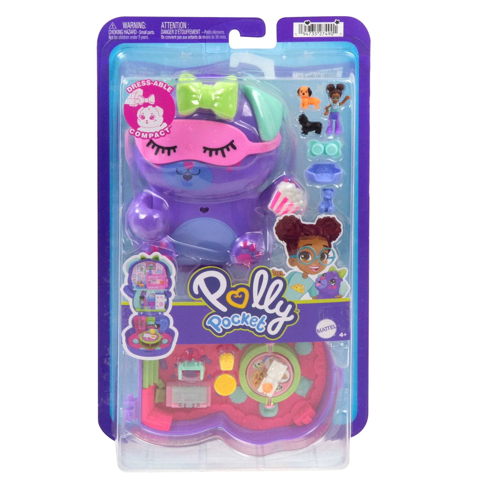 Polly Pocket Köpekçiğin Pijama Partisi Mikro Oyun Seti, 1 Mikro Bebek Ve Evcil Köpekler, Yiyecek Ve Stil Aksesuarlarının Yer Aldığı Seyahat Oyuncağı - Image 6