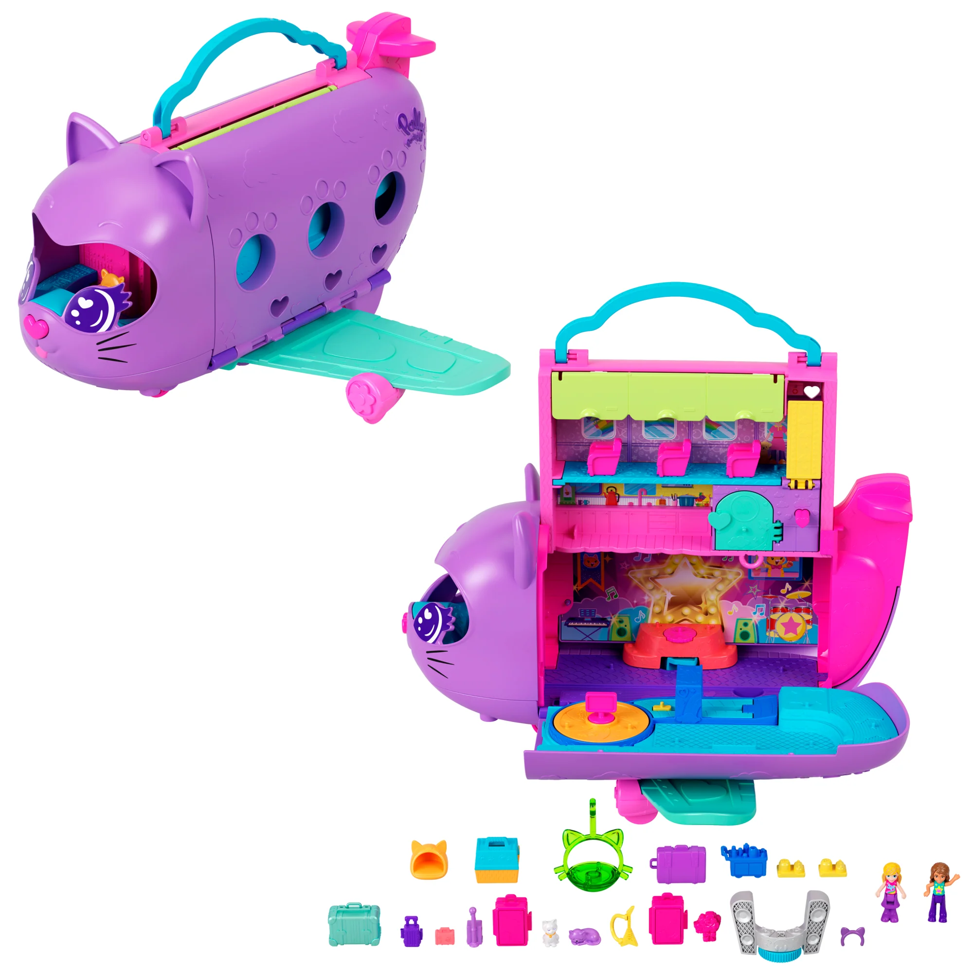 Polly Pocket Kotolot Zestaw Samolot + 2 Lalki I Akcesoria